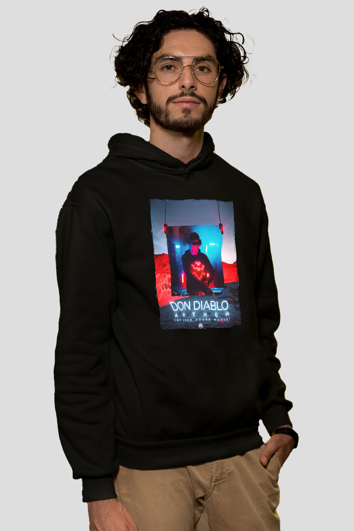Don Diablo Siyah Unisex Kapüşonlu Sweatshirt