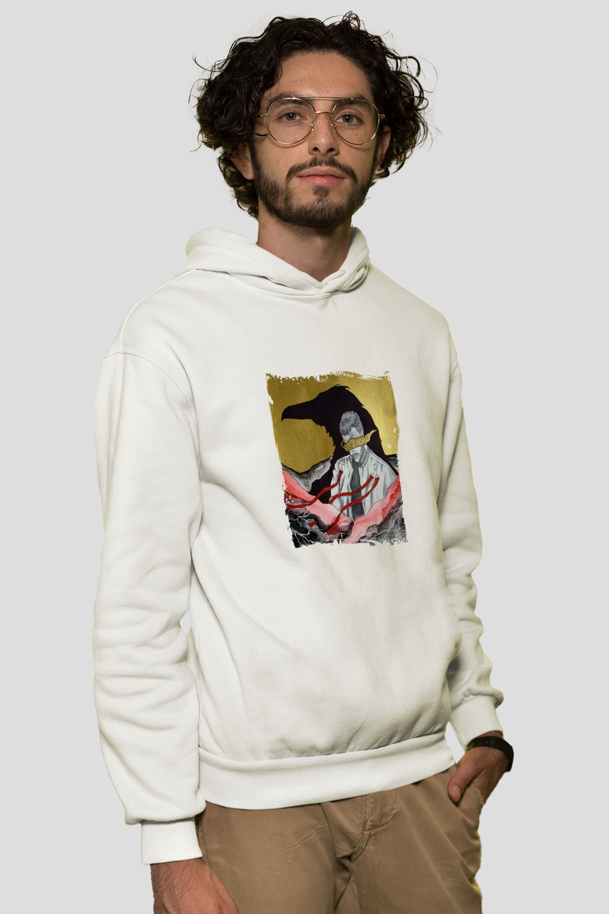 Don DiabloBaskılı Beyaz Hoodie