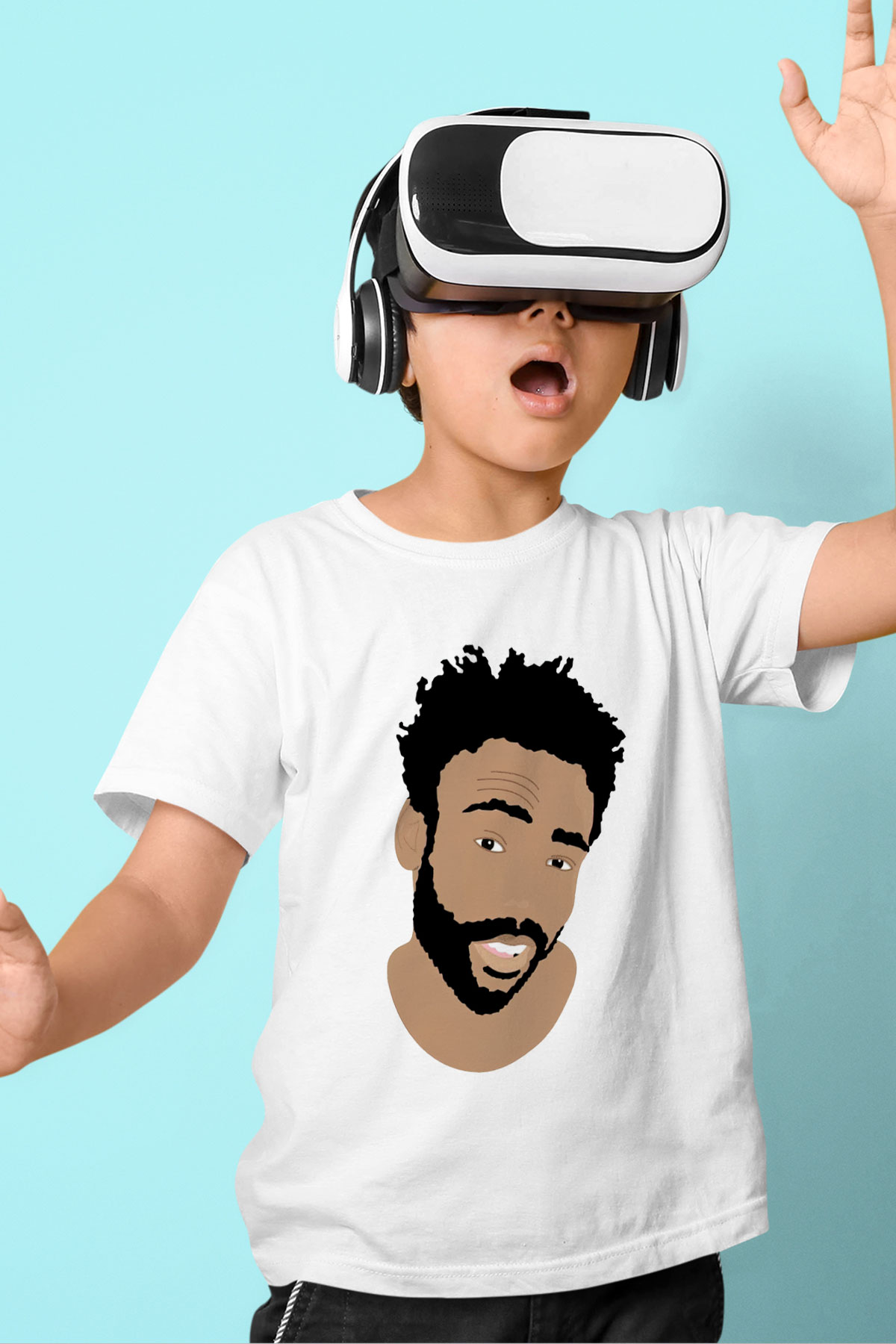 Donald Glover Baskılı Beyaz Unisex Çocuk Tişört