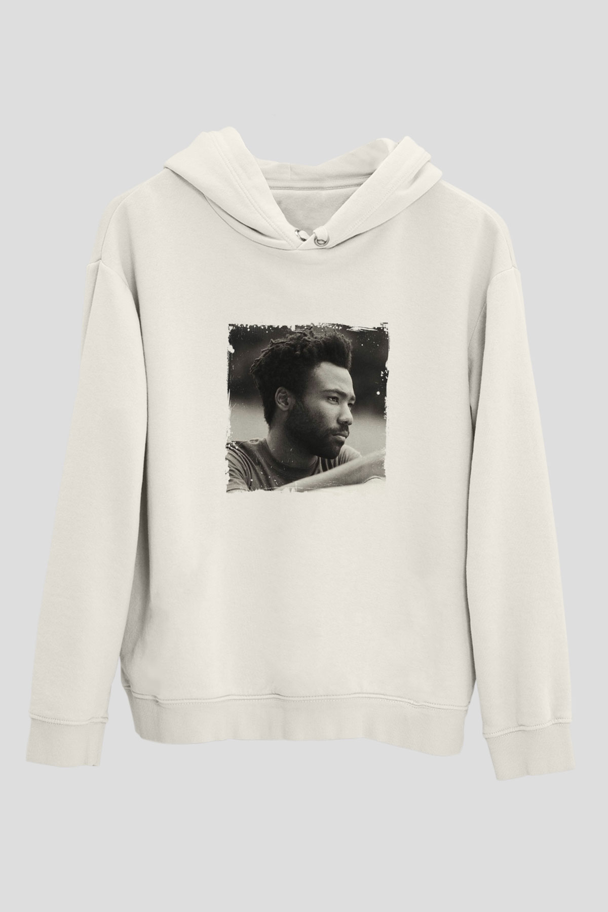 Donald Glover Baskılı Unisex Beyaz Kapüşonlu Sweatshirt