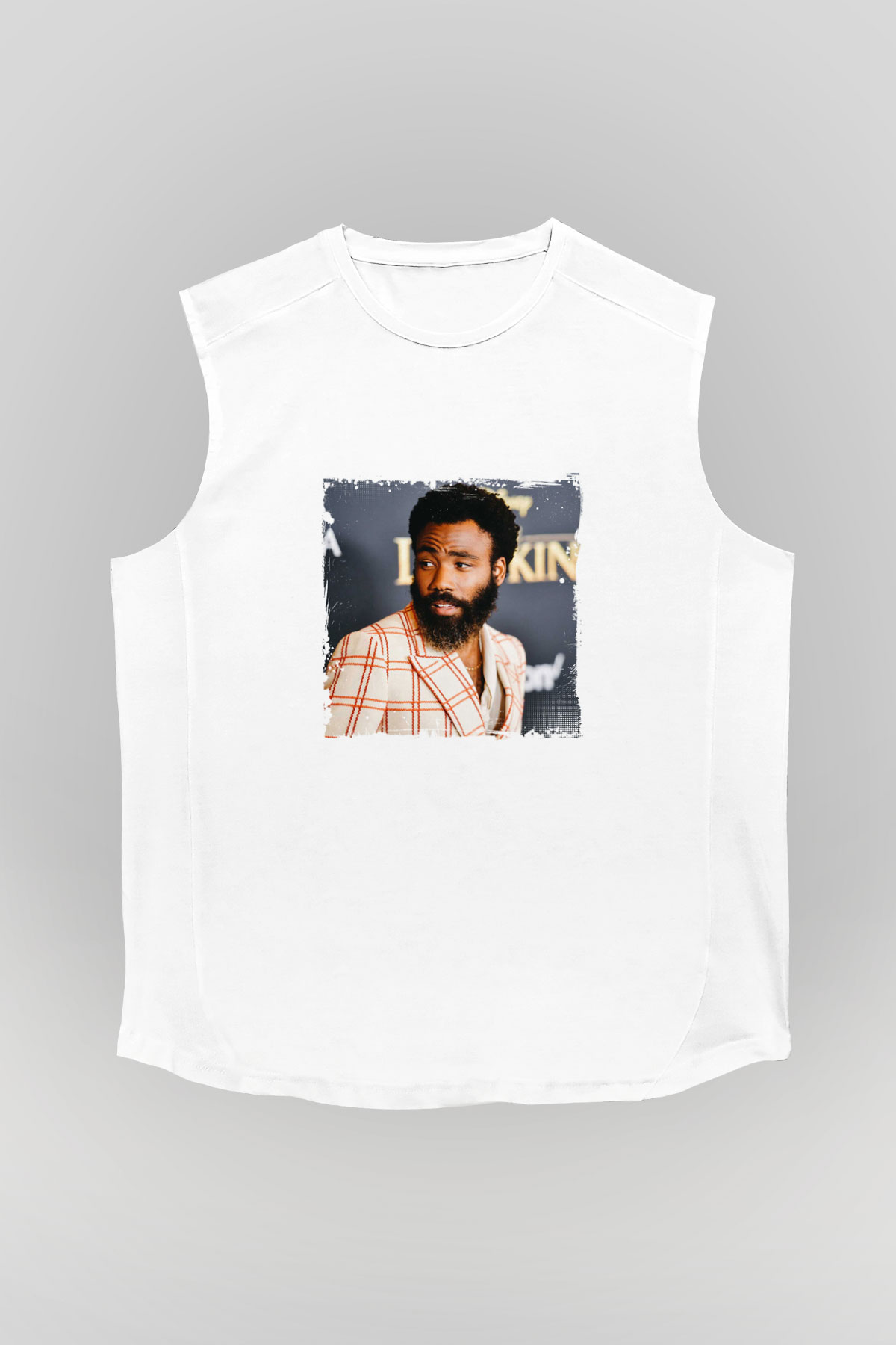 Donald Glover Baskılı Unisex Beyaz Kolsuz Tişört