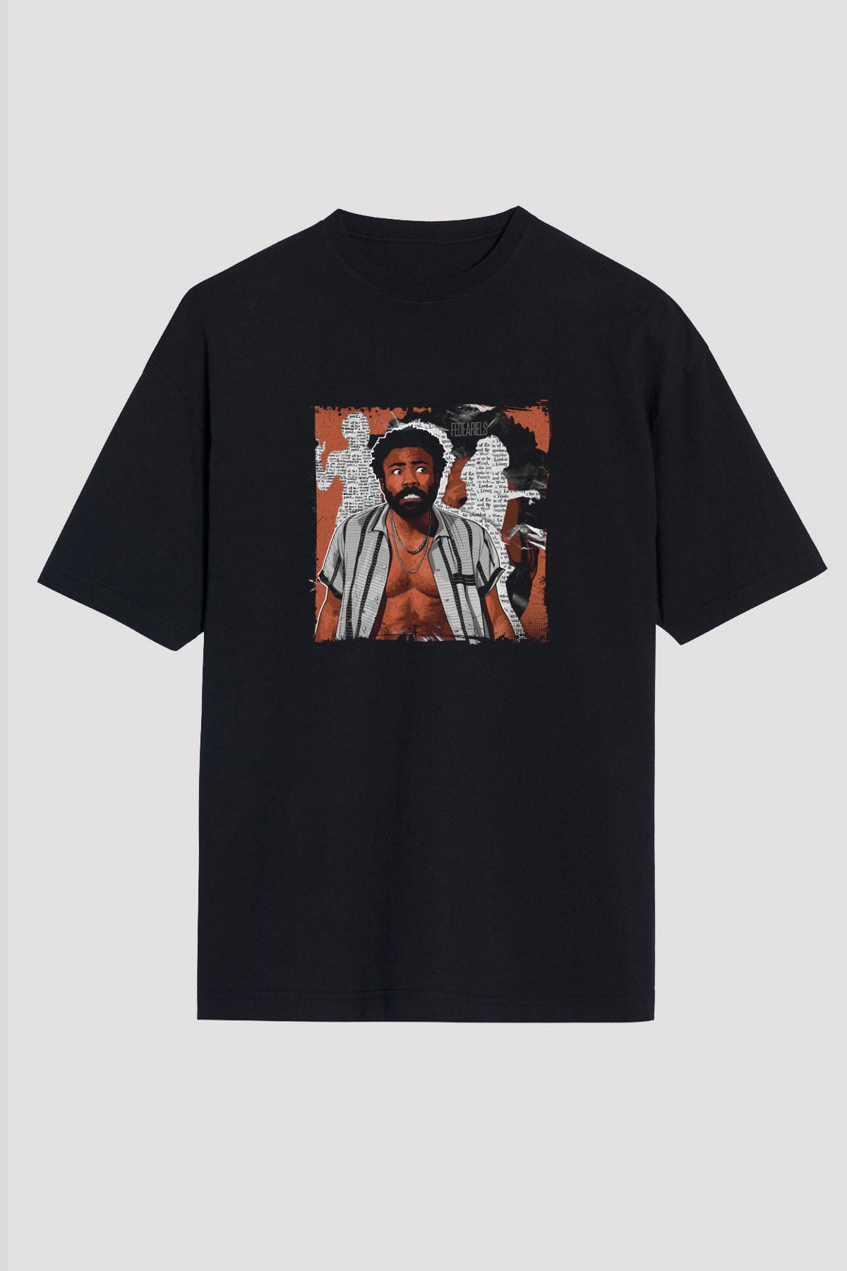 Donald Glover Baskılı Unisex Oversize Siyah Tişört