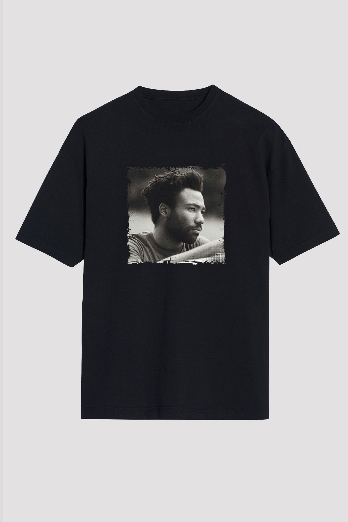 Donald Glover Baskılı Unisex Oversize Siyah Tişört