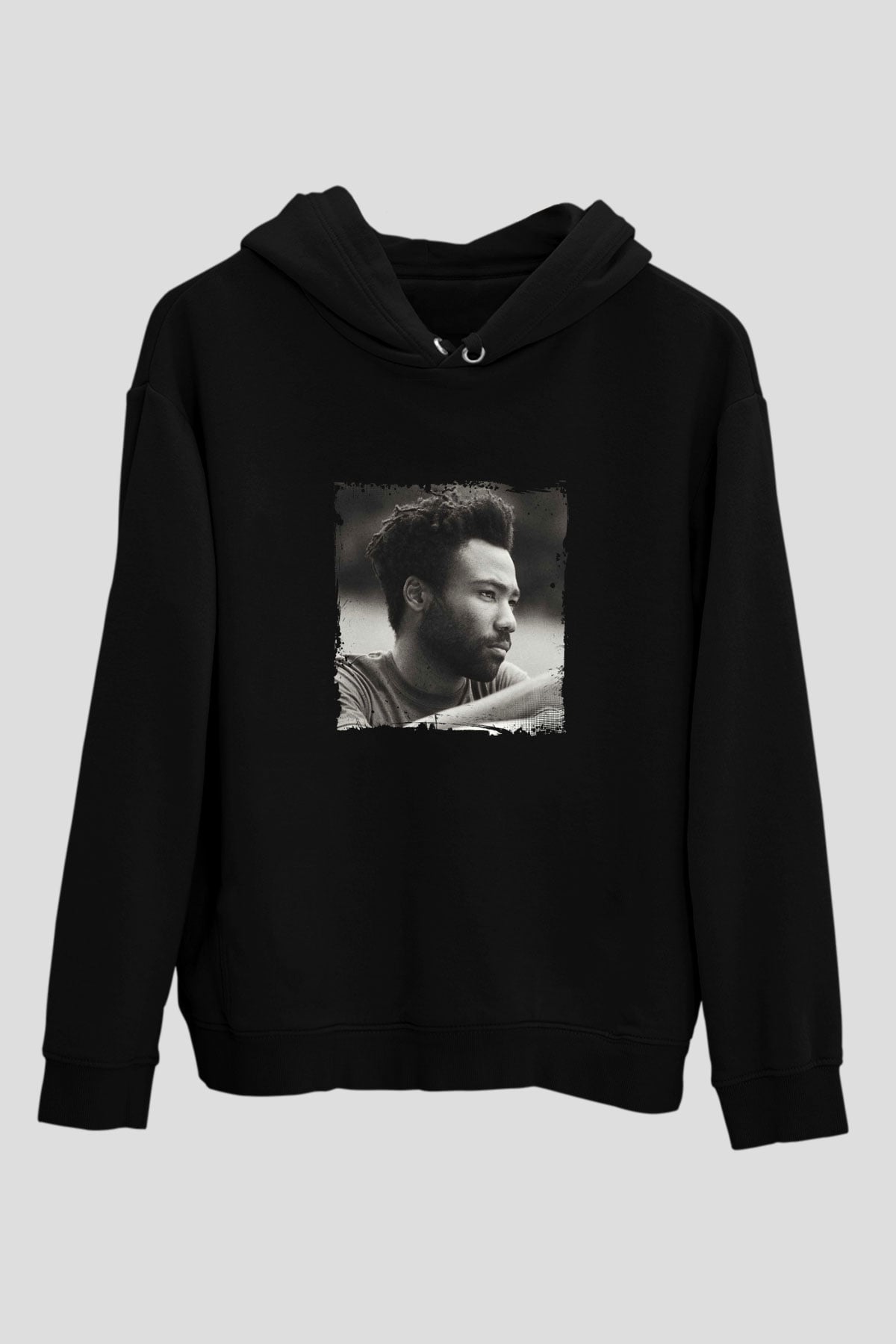 Donald Glover Baskılı Unisex Siyah Hoodie