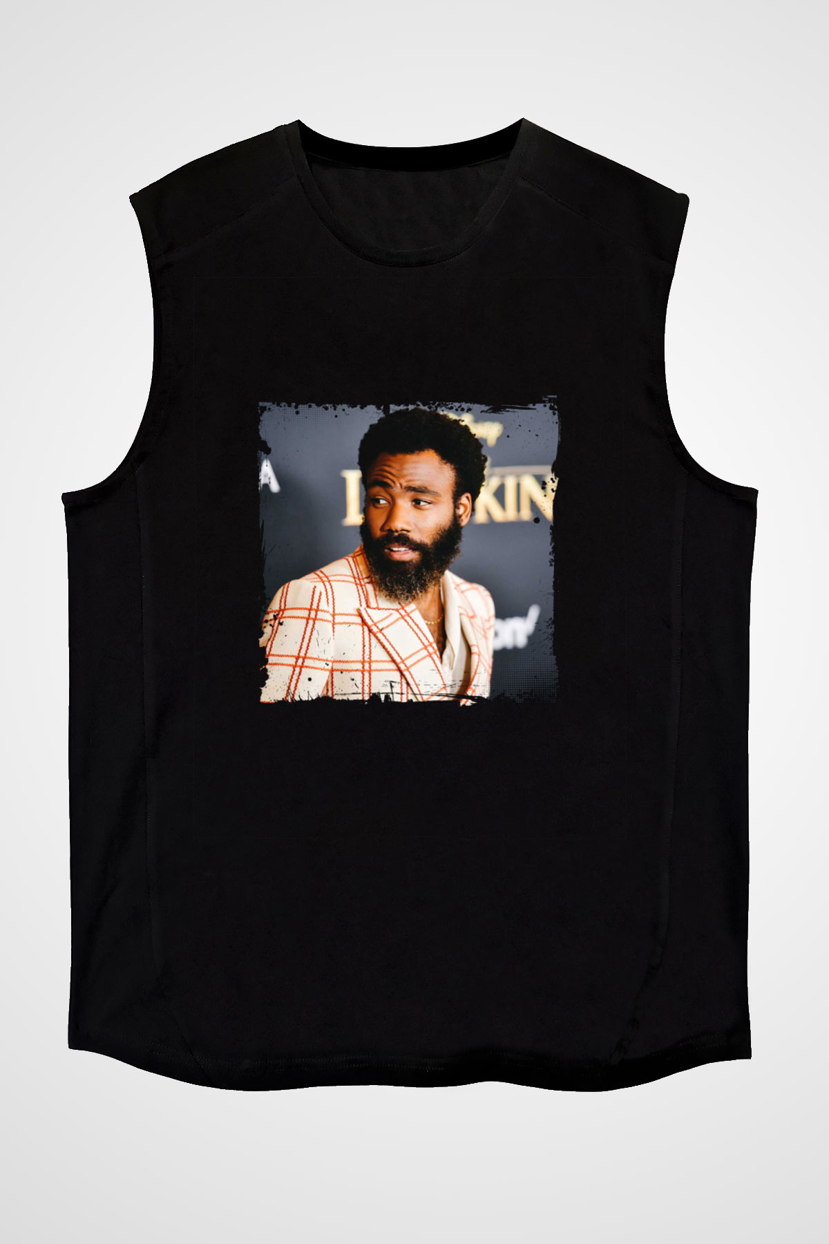 Donald Glover Baskılı Unisex Siyah Kolsuz Tişört