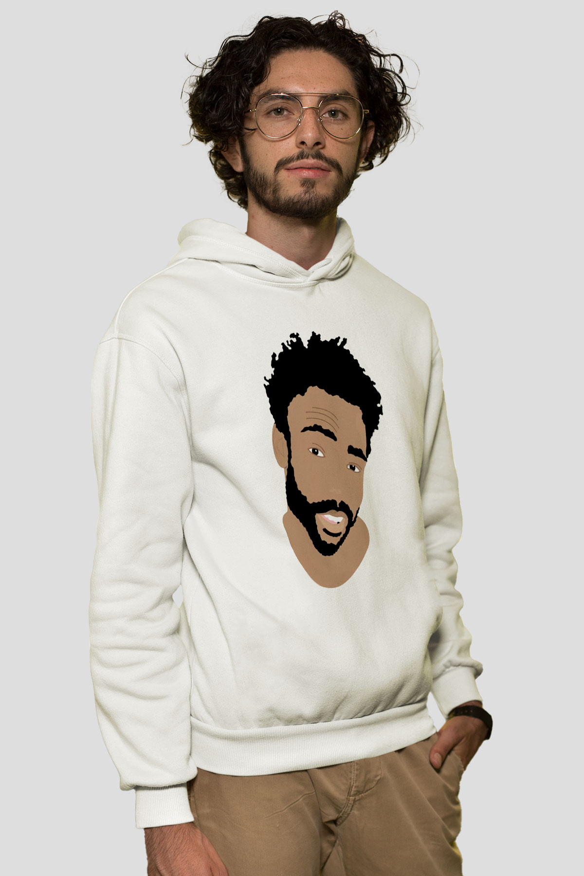 Donald Glover Beyaz Unisex Kapşonlu Sweatshirt