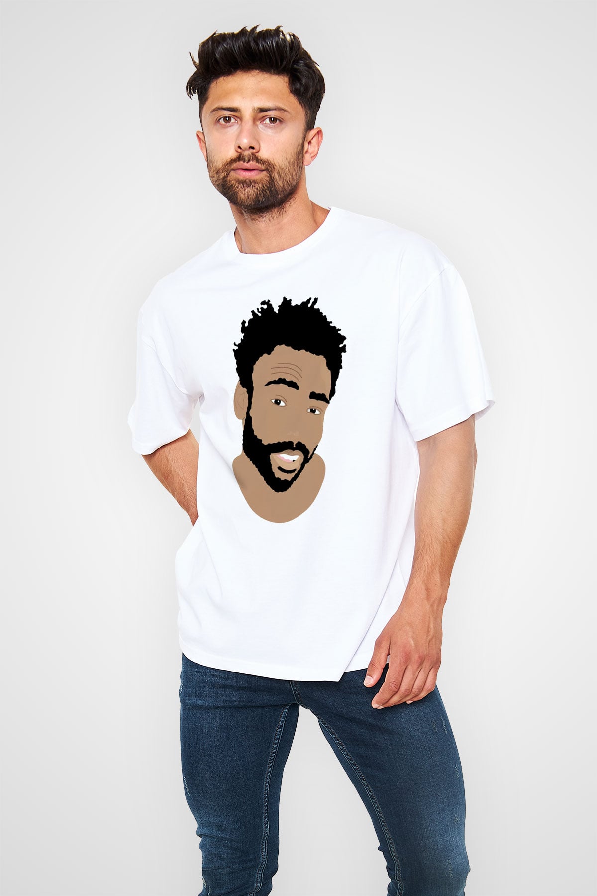 Donald Glover Beyaz Unisex Oversize Tişört T-Shirt
