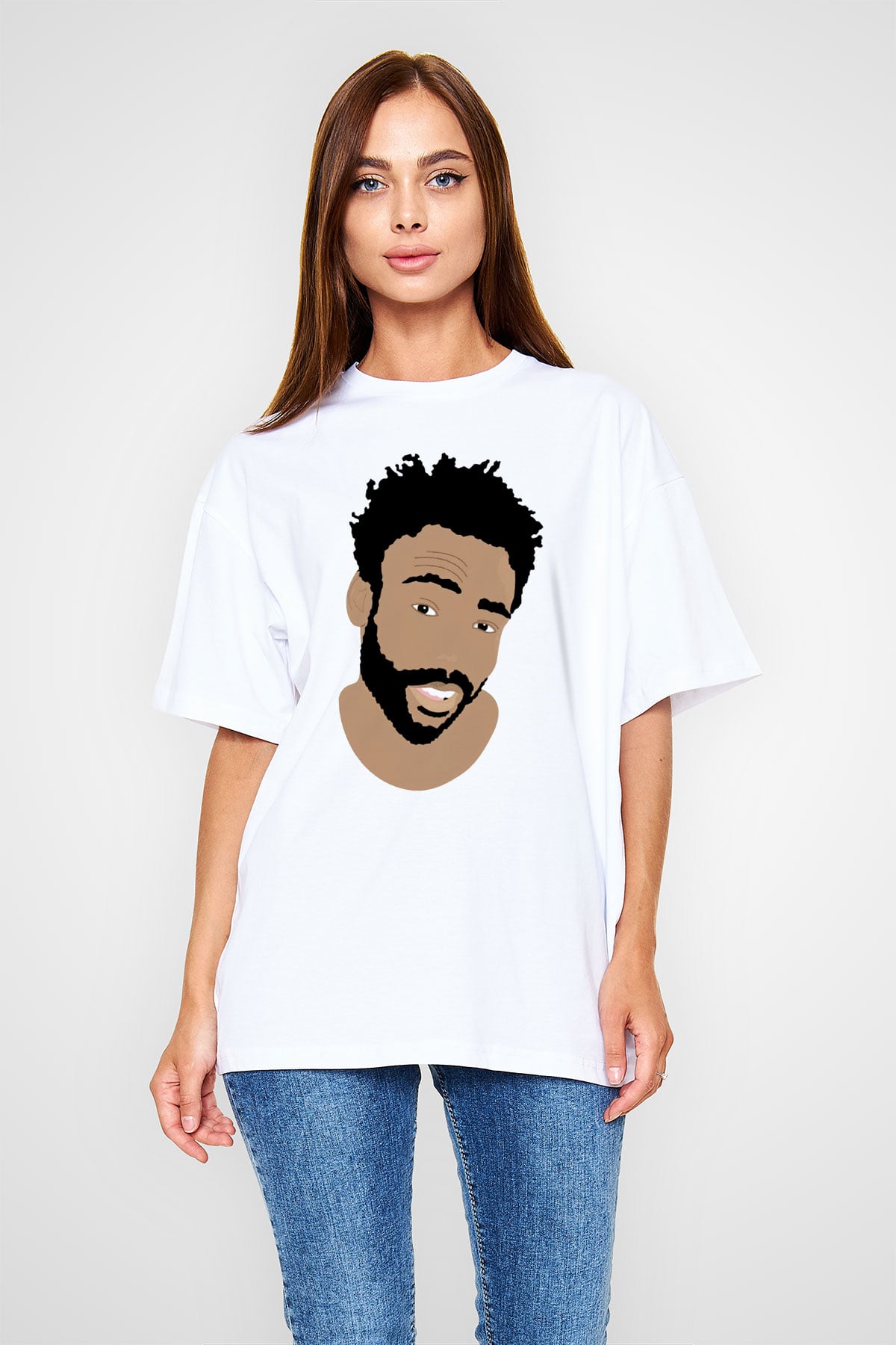 Donald Glover Beyaz Unisex Oversize Tişört T-Shirt