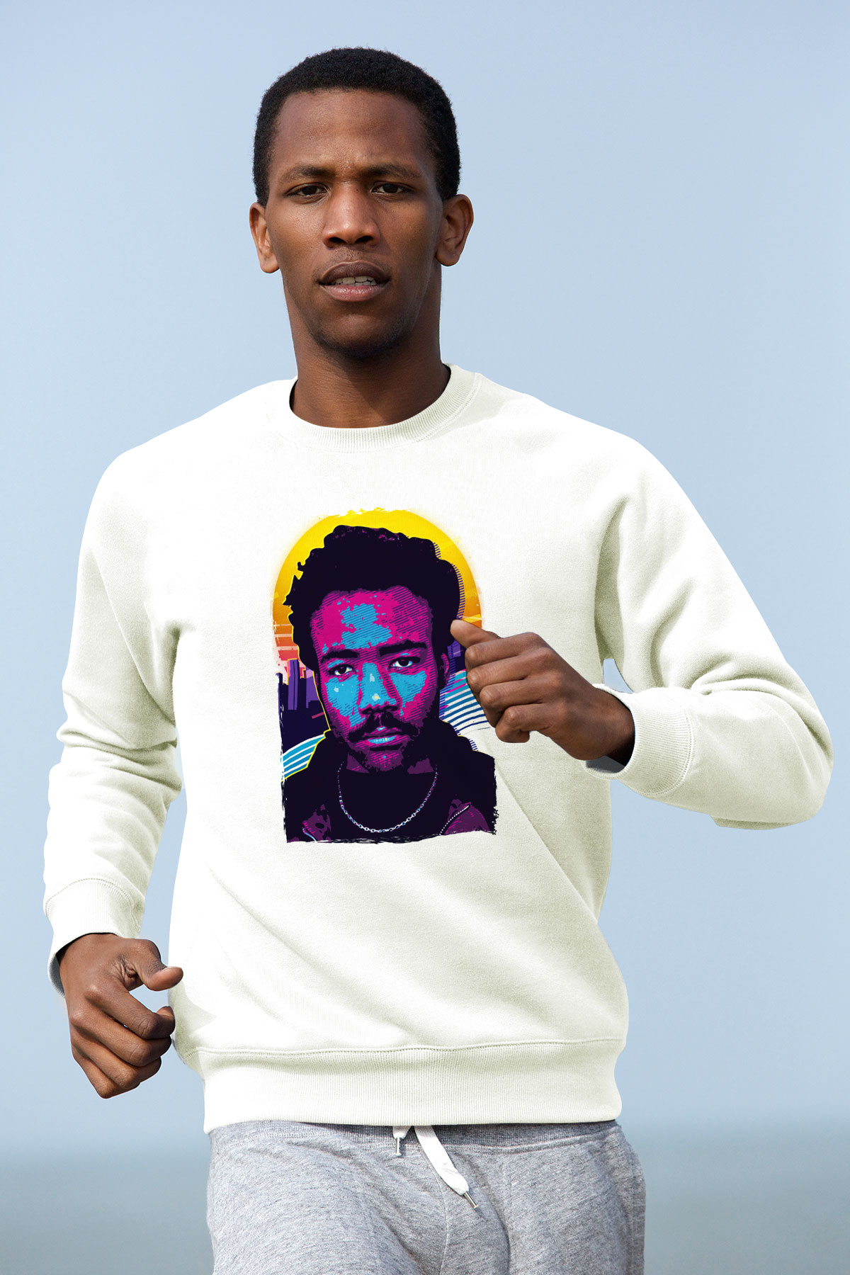 Donald Glover Beyaz Unisex Sweatshirt
