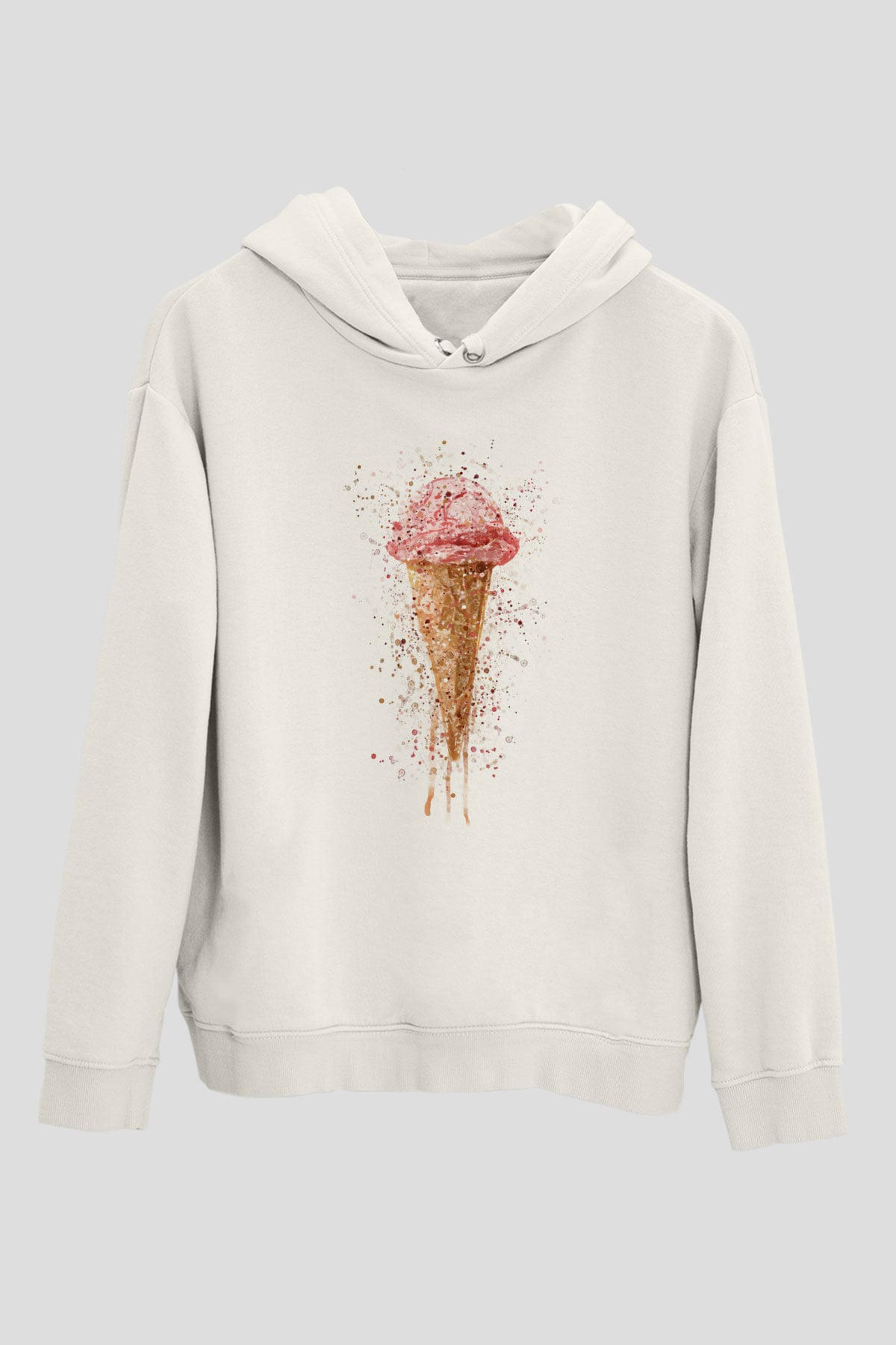 Dondurmacı Beyaz Unisex Kapüşonlu Sweatshirt