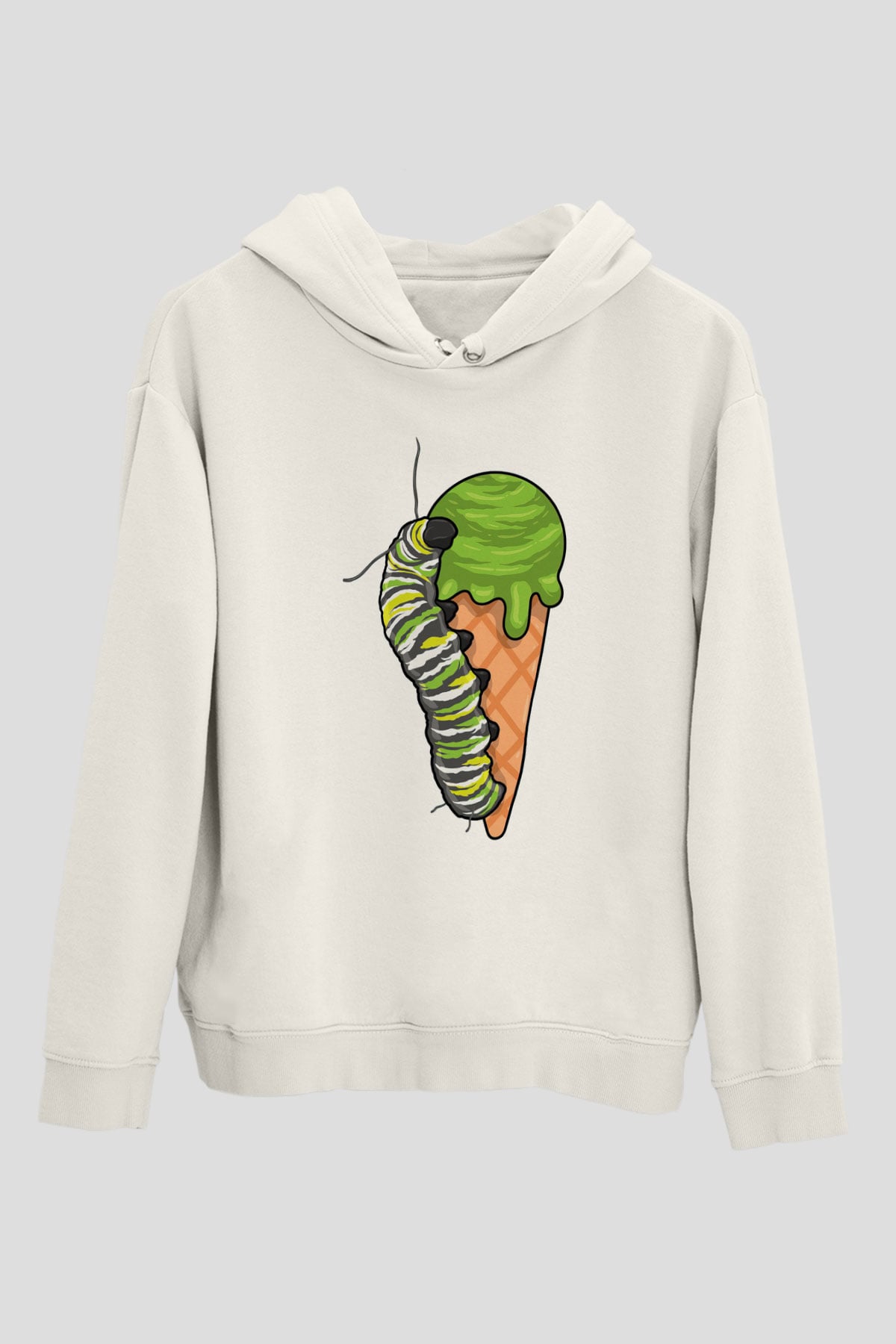 Dondurmacı Beyaz Unisex Kapüşonlu Sweatshirt