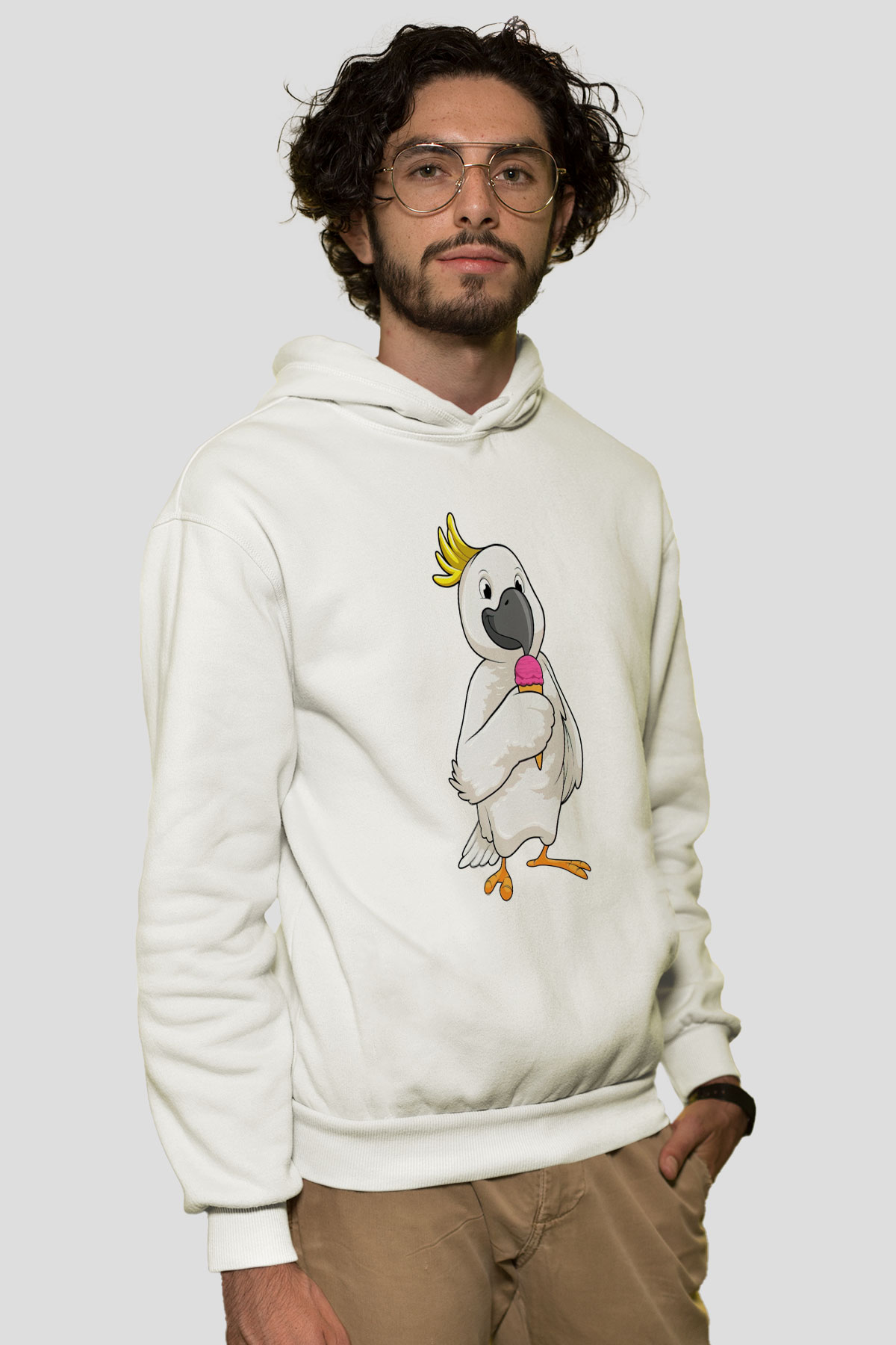 Dondurmacı Beyaz Unisex Kapüşonlu Sweatshirt