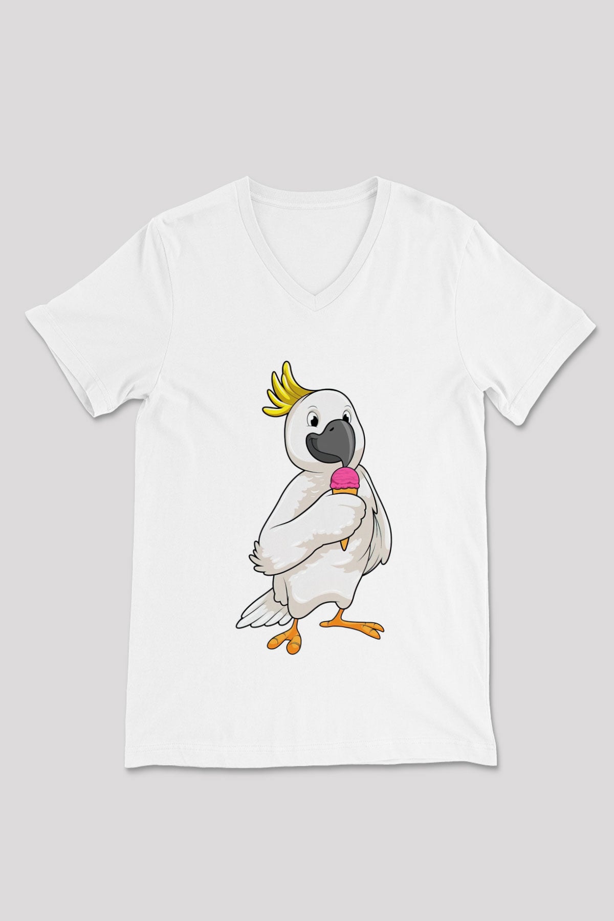 Dondurmacı Beyaz Unisex V Yaka Tişört