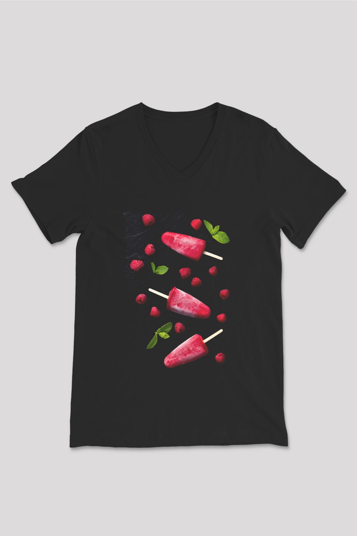 Dondurmacı Siyah Unisex V Yaka Tişört