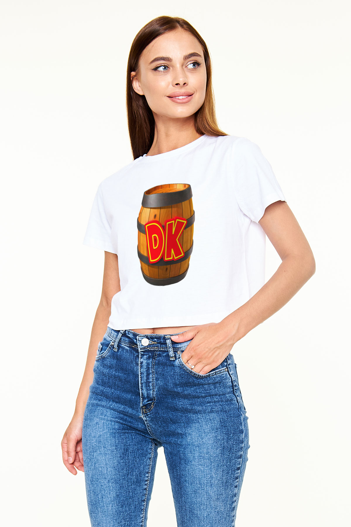 Donkey Kong Beyaz Croptop Tişört