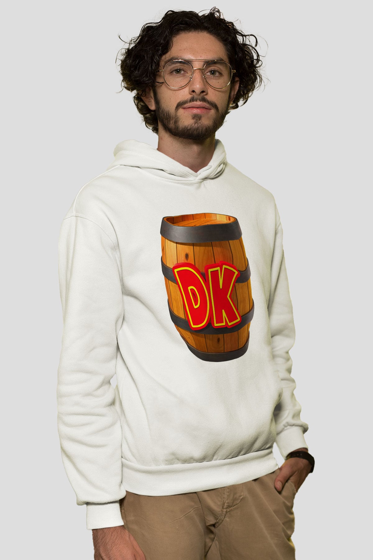 Donkey Kong Beyaz Unisex Kapşonlu Sweatshirt