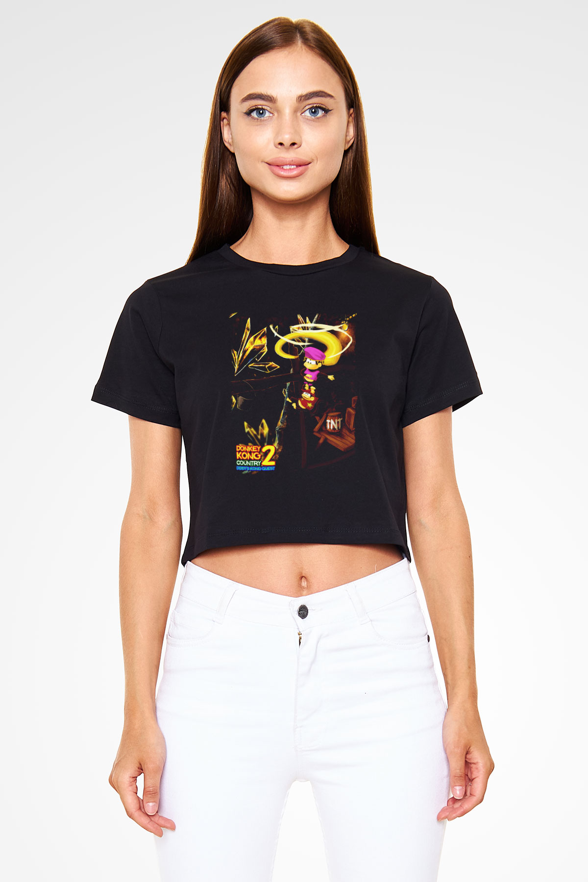 Donkey Kong Siyah   Crop Top Tişört
