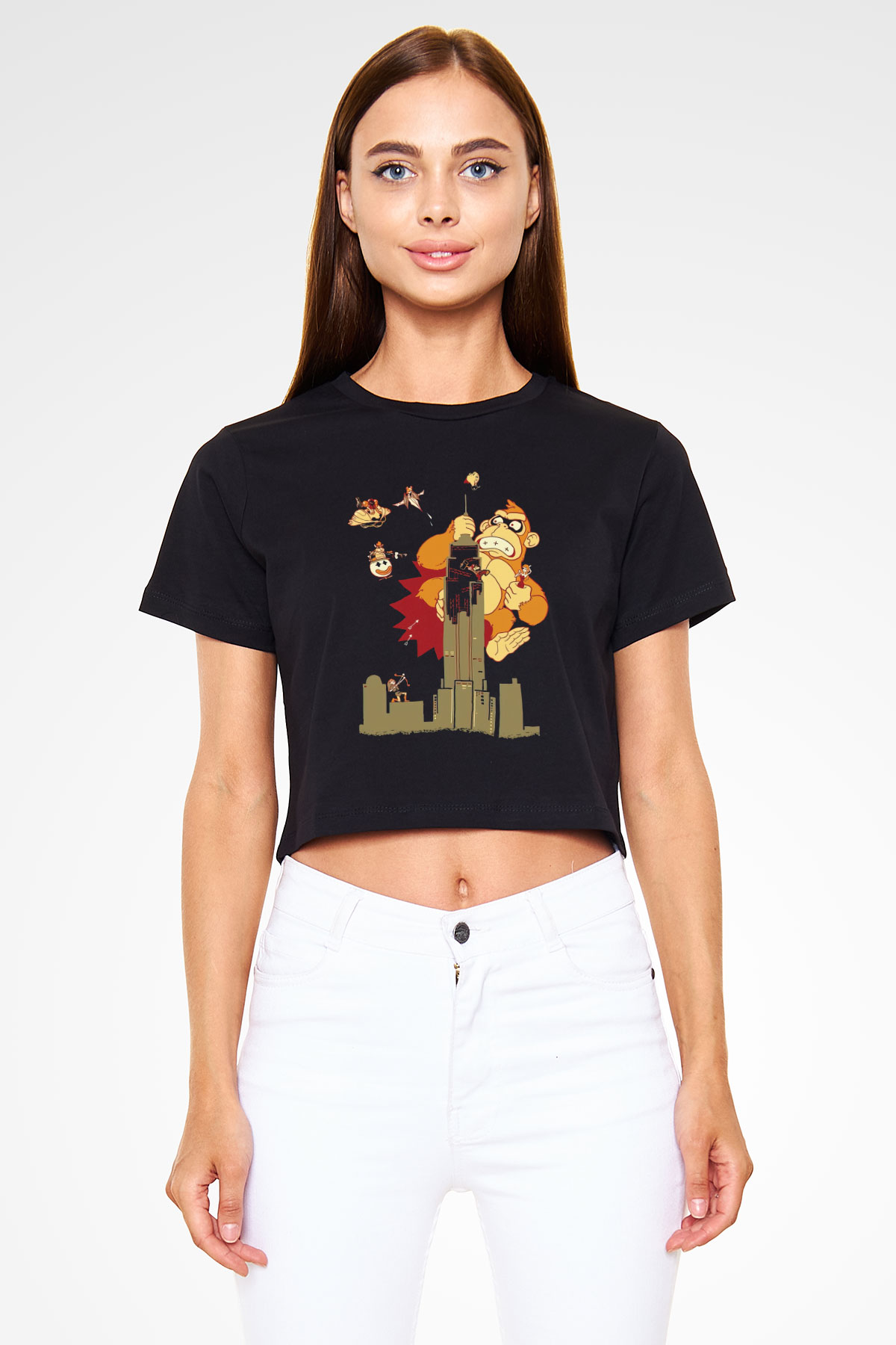 Donkey Kong Siyah   Crop Top Tişört