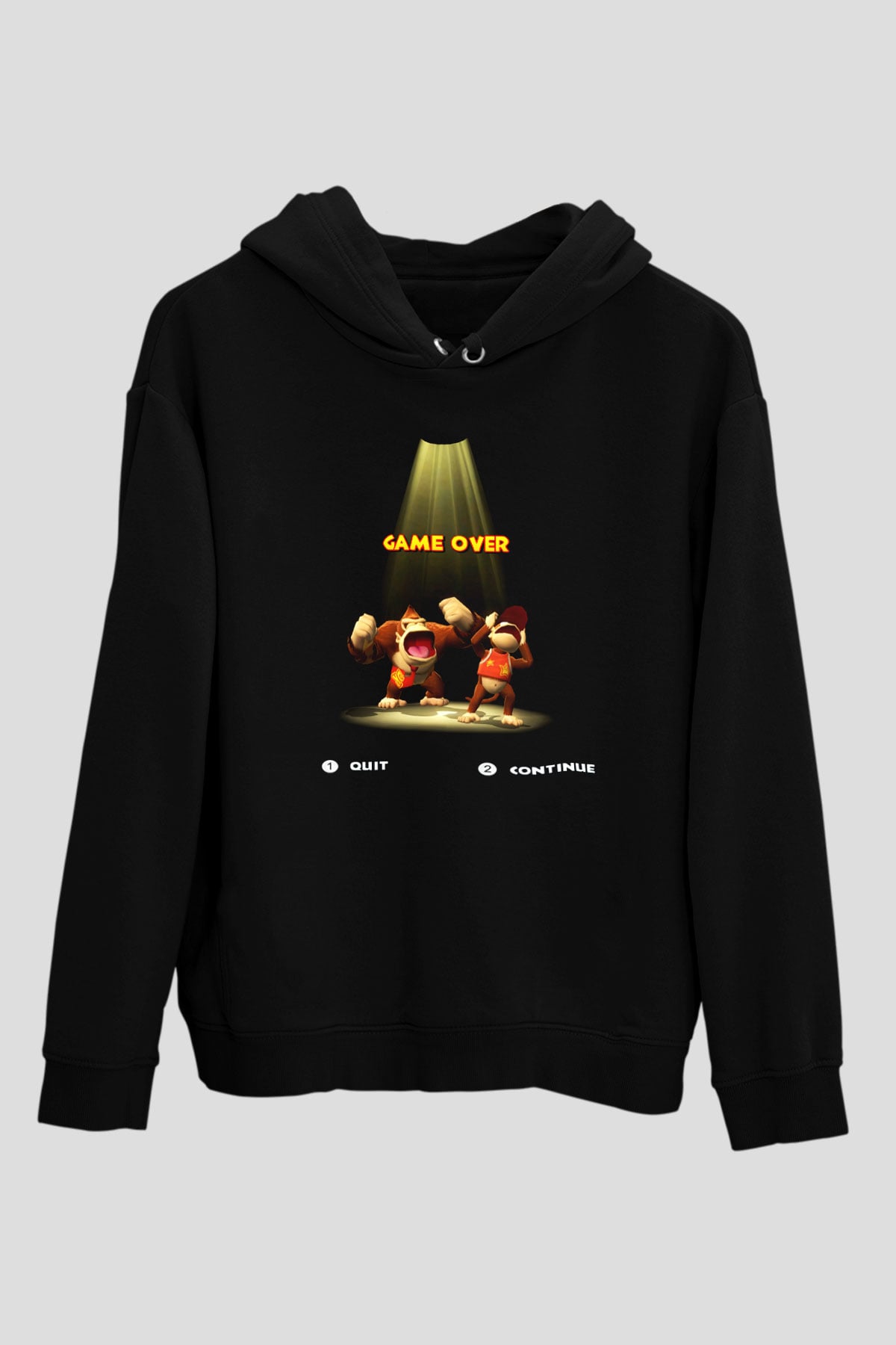 Donkey Kong Siyah Unisex Kapüşonlu Sweatshirt