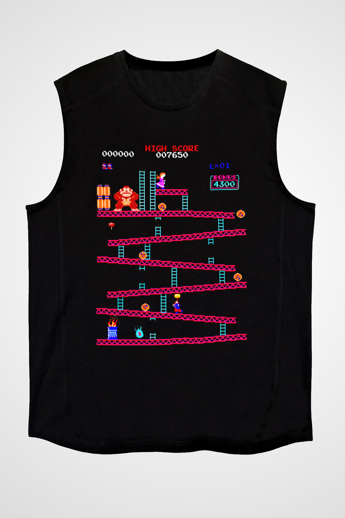 Donkey Kong Siyah Unisex Kolsuz Tişört