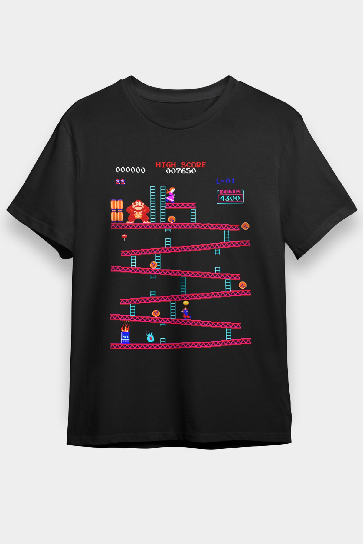 Donkey Kong Siyah Unisex Tişört