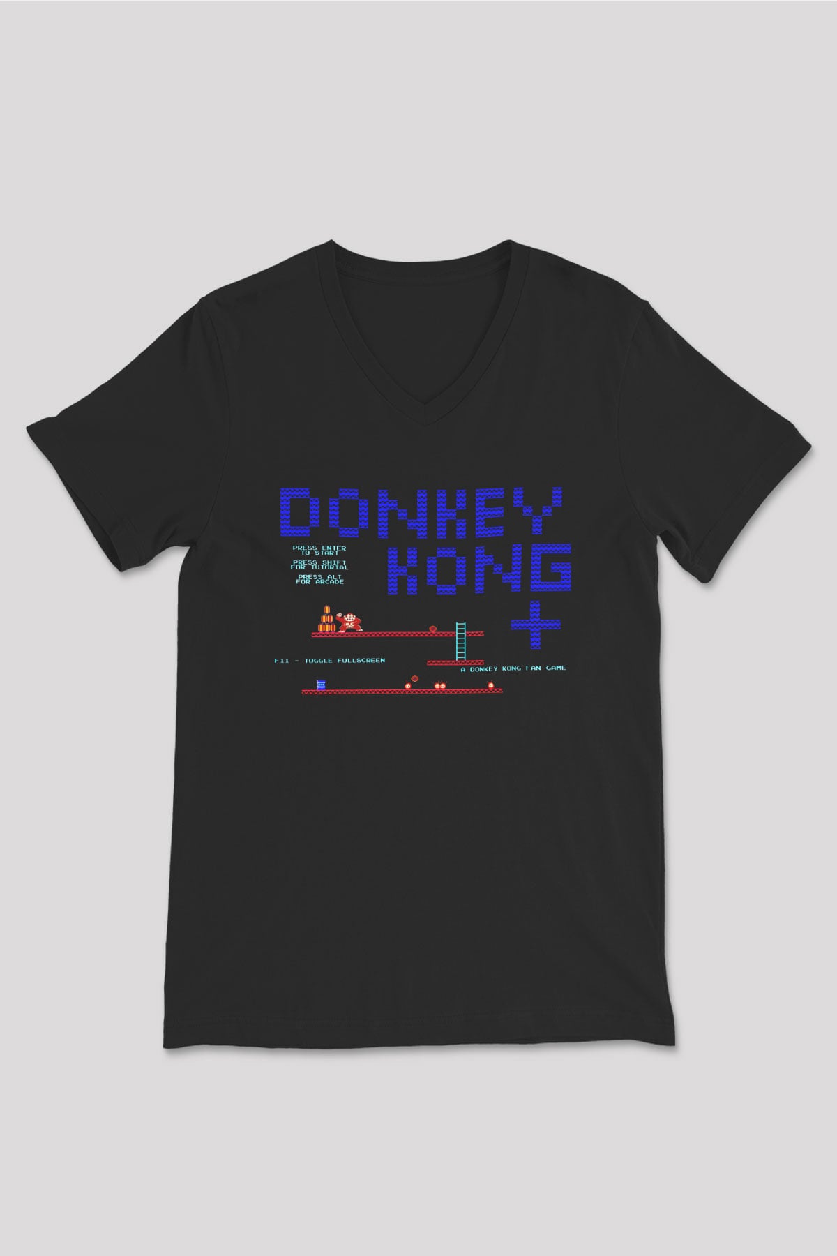 Donkey Kong Siyah Unisex  V Yaka Tişört