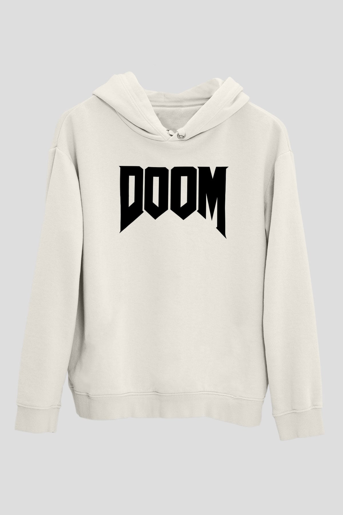 Doom Beyaz Unisex Kapşonlu Sweatshirt