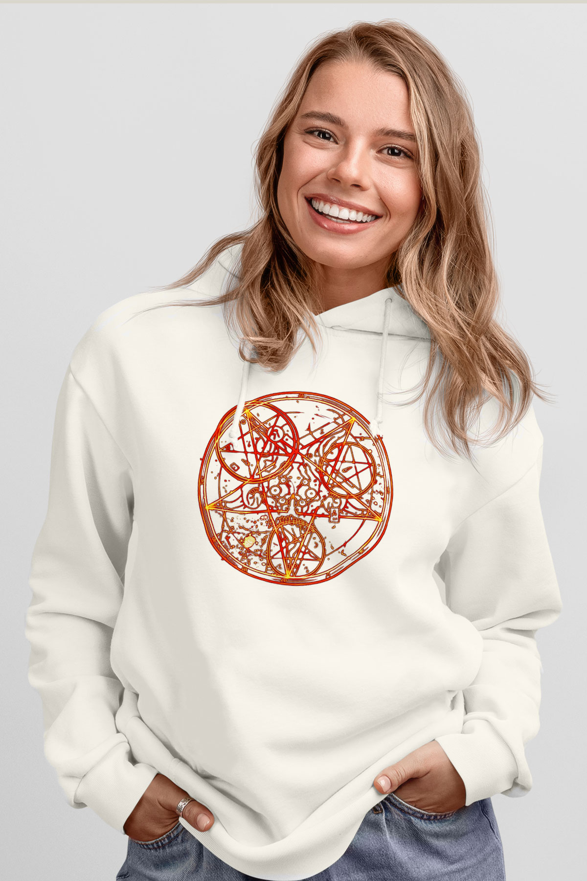 Doom Beyaz Unisex Kapşonlu Sweatshirt