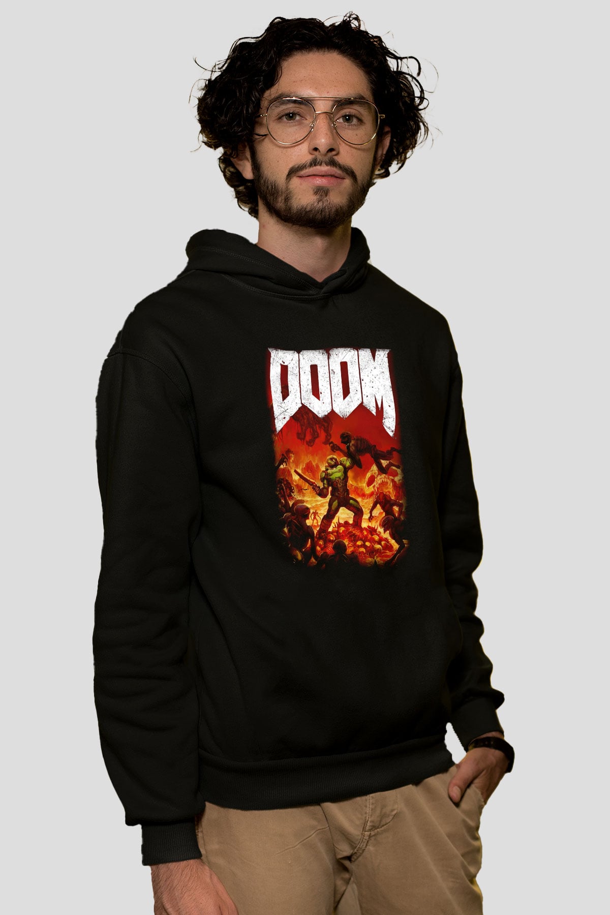 Doom Siyah Unisex Hoodie
