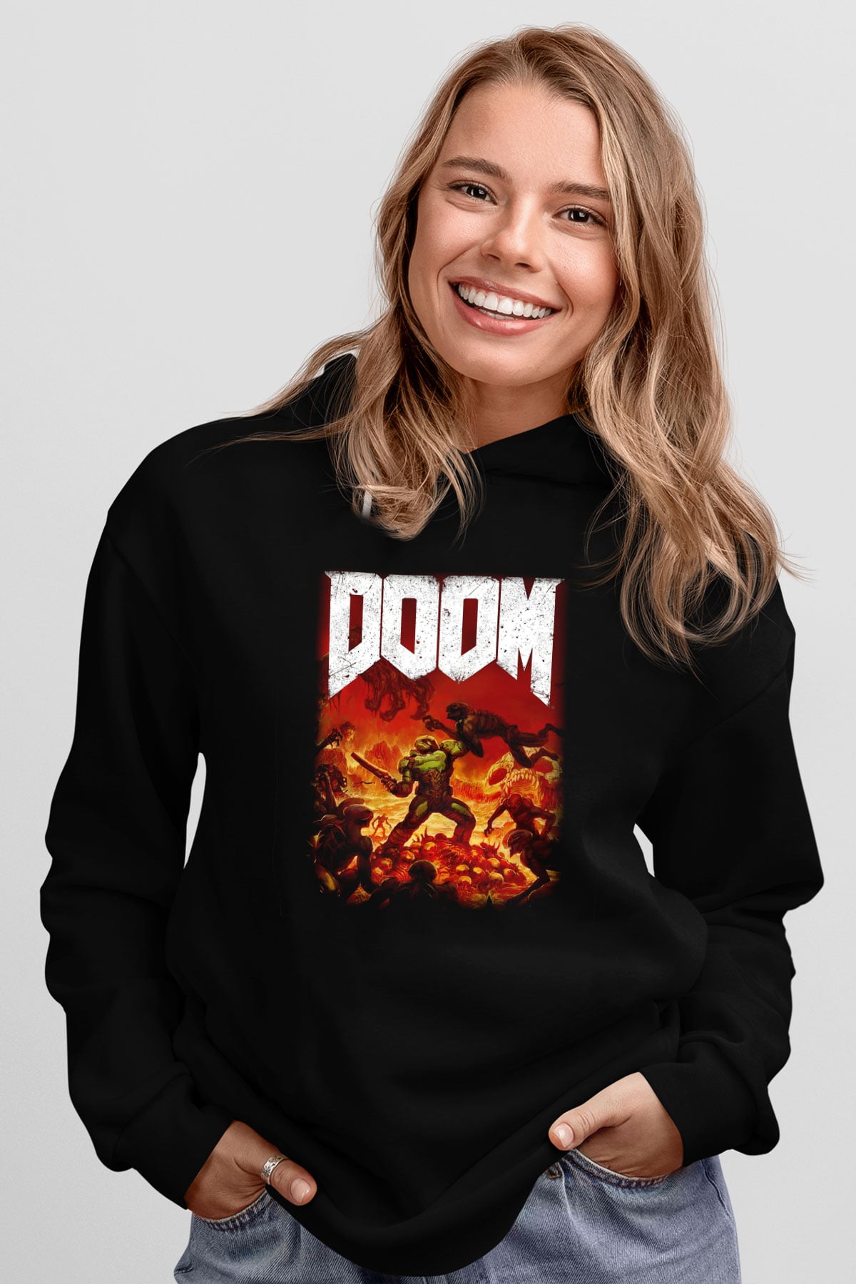 Doom Siyah Unisex Hoodie