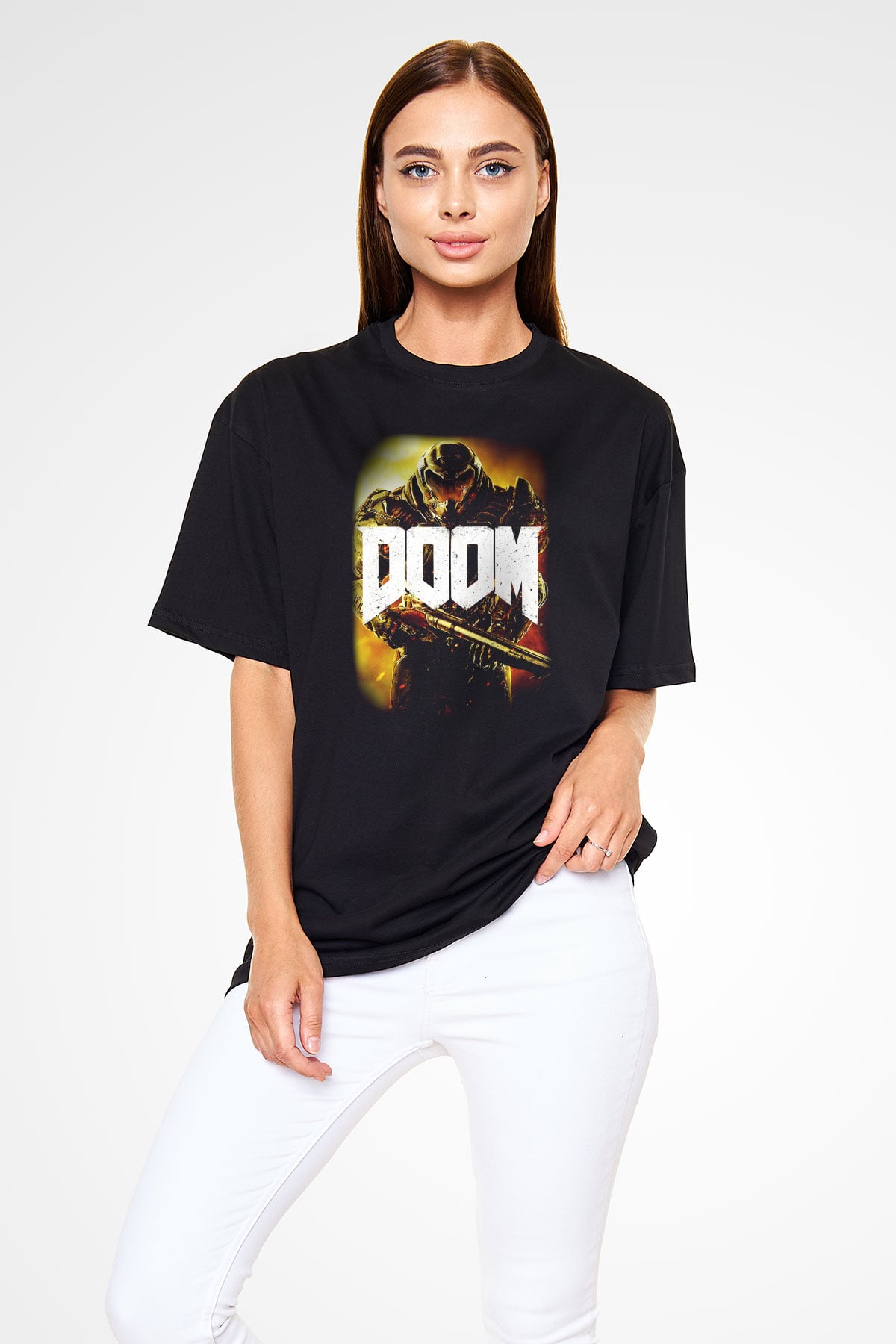 Doom Siyah Unisex Oversize Tişört T-Shirt