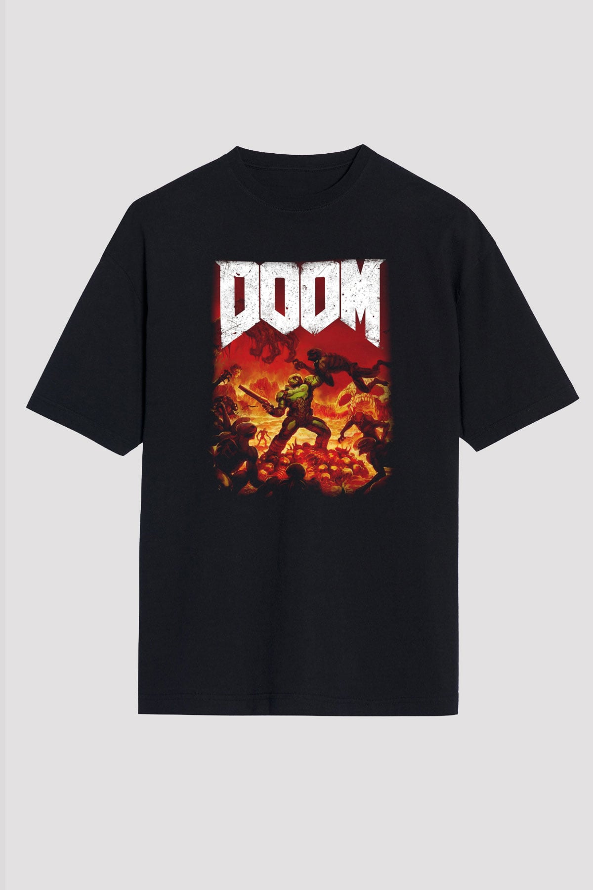 Doom Siyah Unisex Oversize Tişört T-Shirt