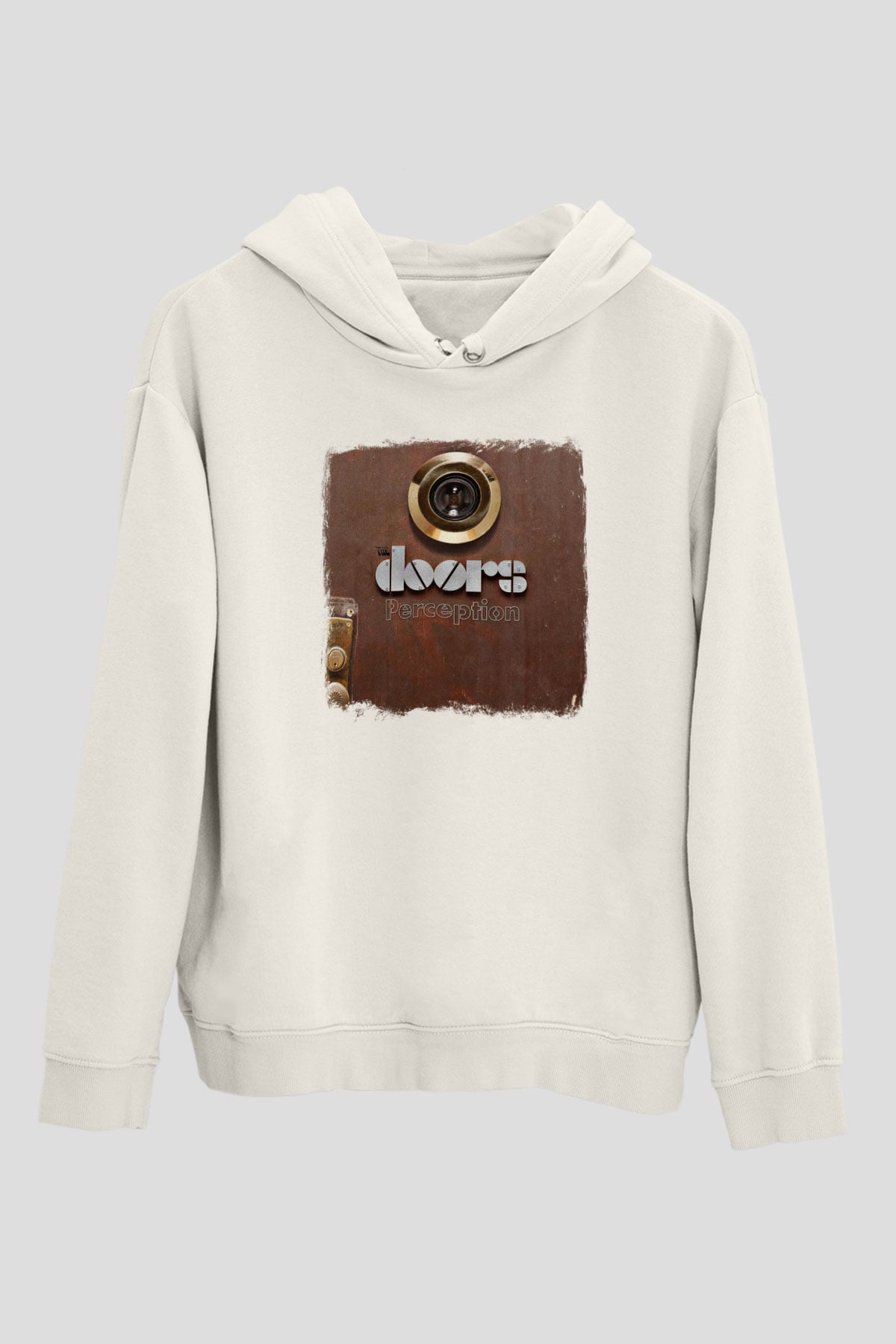 Doors Baskılı Unisex Beyaz Hoodie