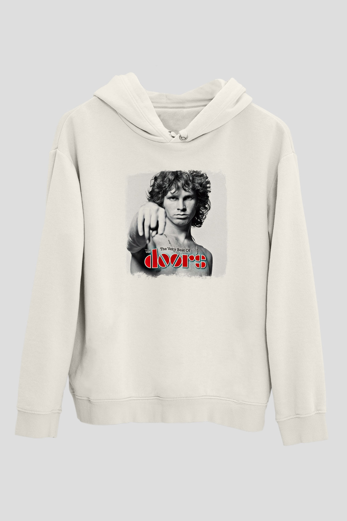Doors Baskılı Unisex Beyaz Hoodie