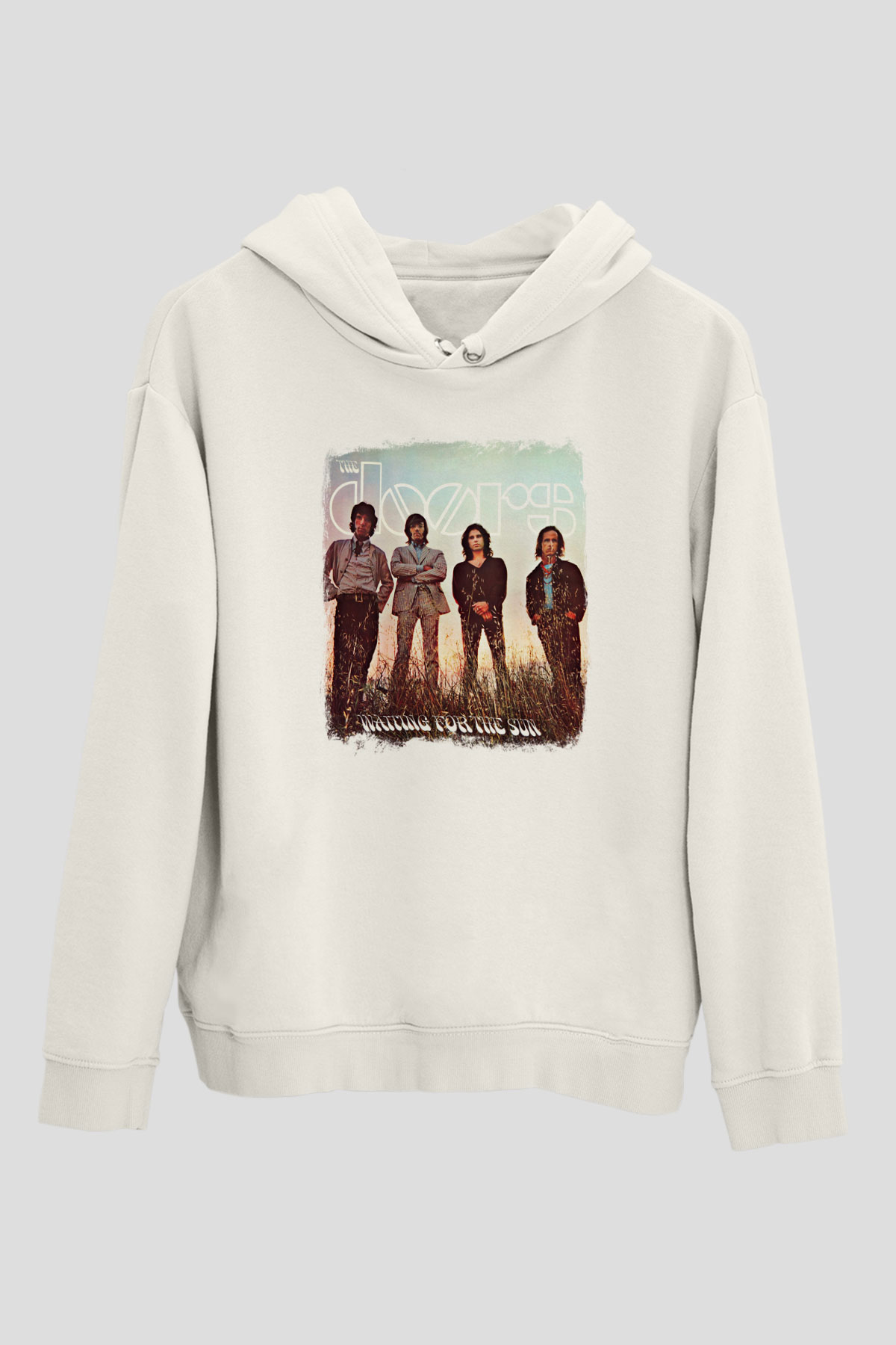 Doors Baskılı Unisex Beyaz Hoodie