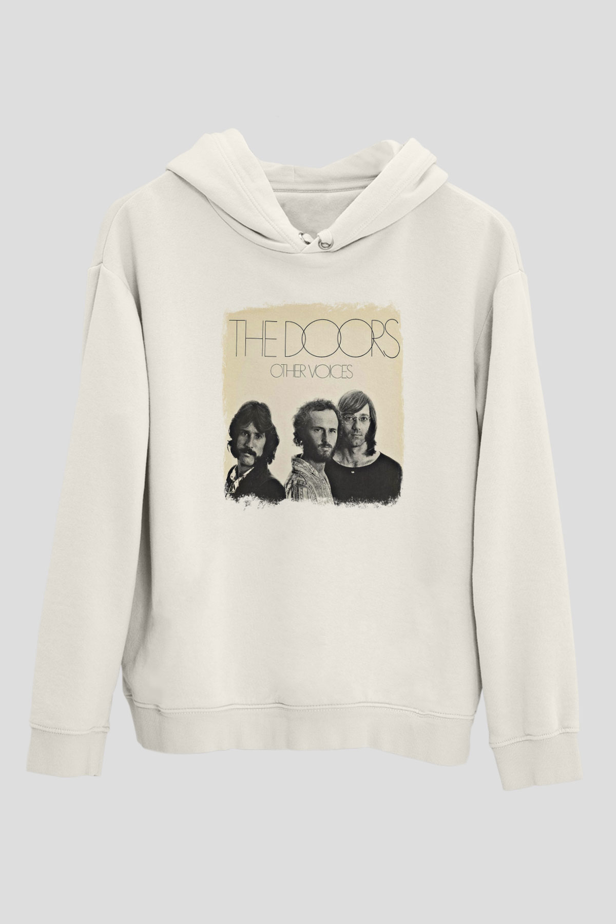 Doors Baskılı Unisex Beyaz Hoodie