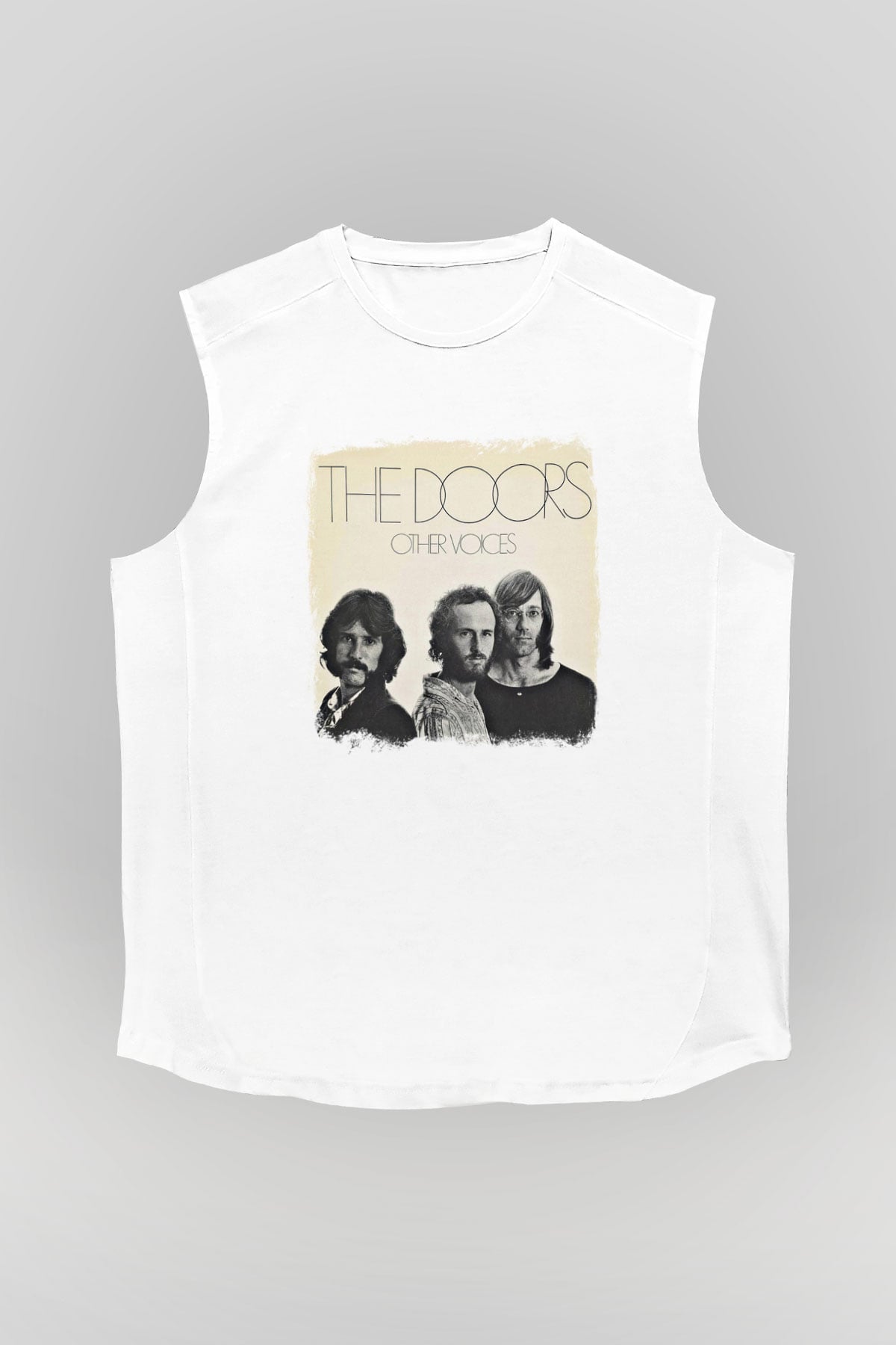 Doors Baskılı Unisex Beyaz Kolsuz Tişört