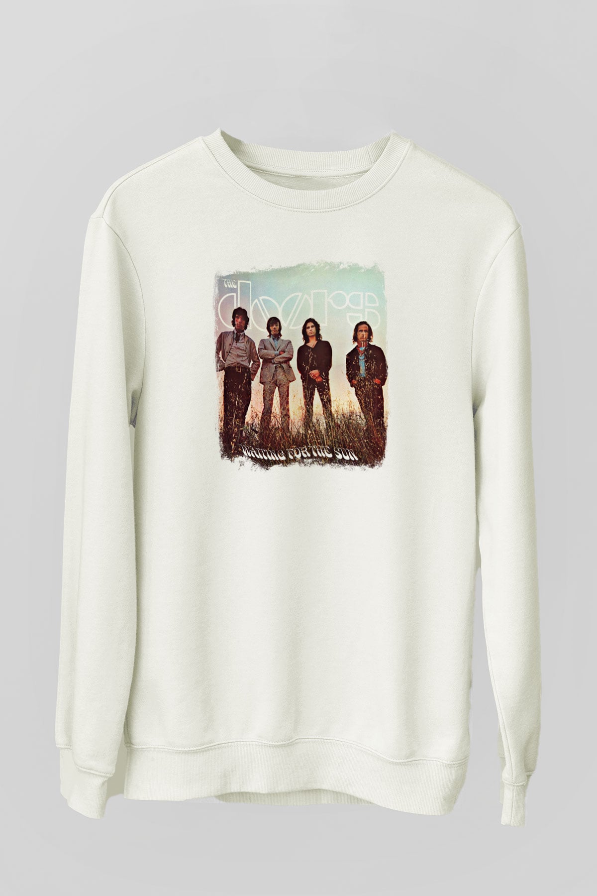 Doors Baskılı Unisex Beyaz Sweatshirt