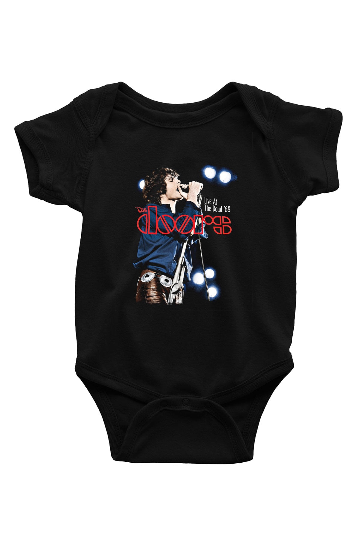 Doors Baskılı Unisex Siyah Bebek Body - Zıbın