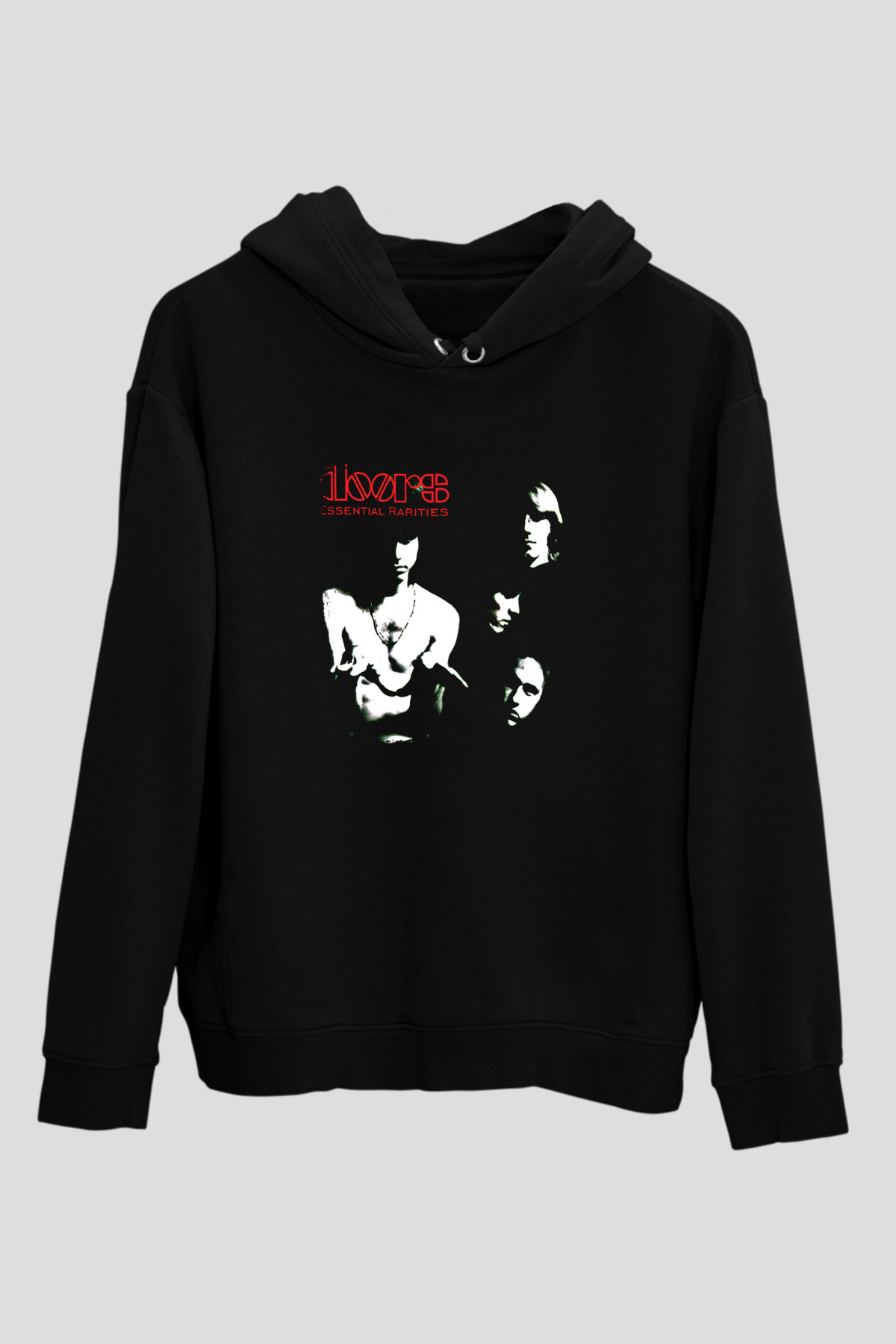 Doors Baskılı Unisex Siyah Hoodie