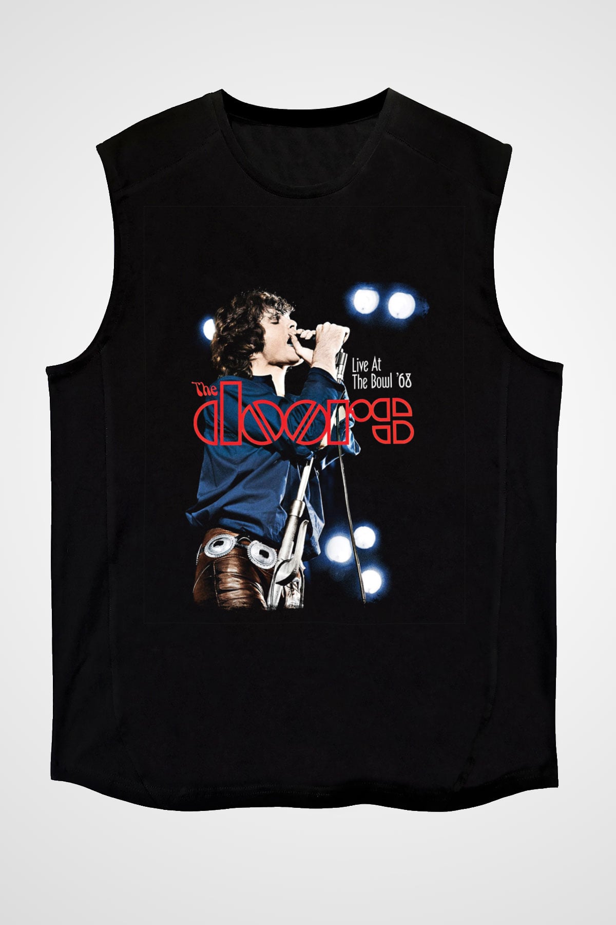 Doors Baskılı Unisex Siyah Kolsuz Tişört