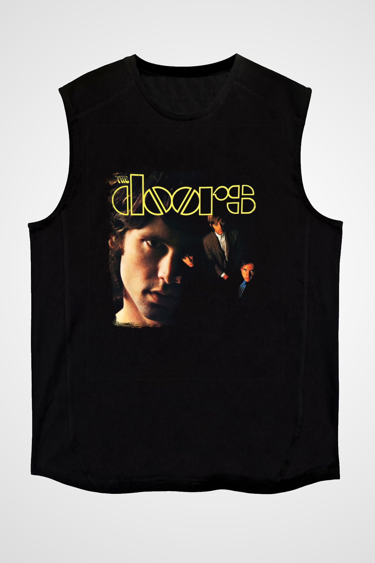 Doors Baskılı Unisex Siyah Kolsuz Tişört