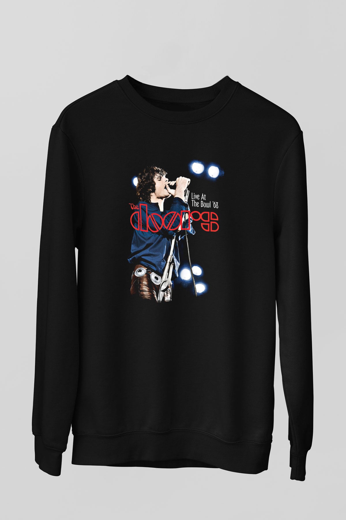 Doors Baskılı Unisex Siyah Sweatshirt