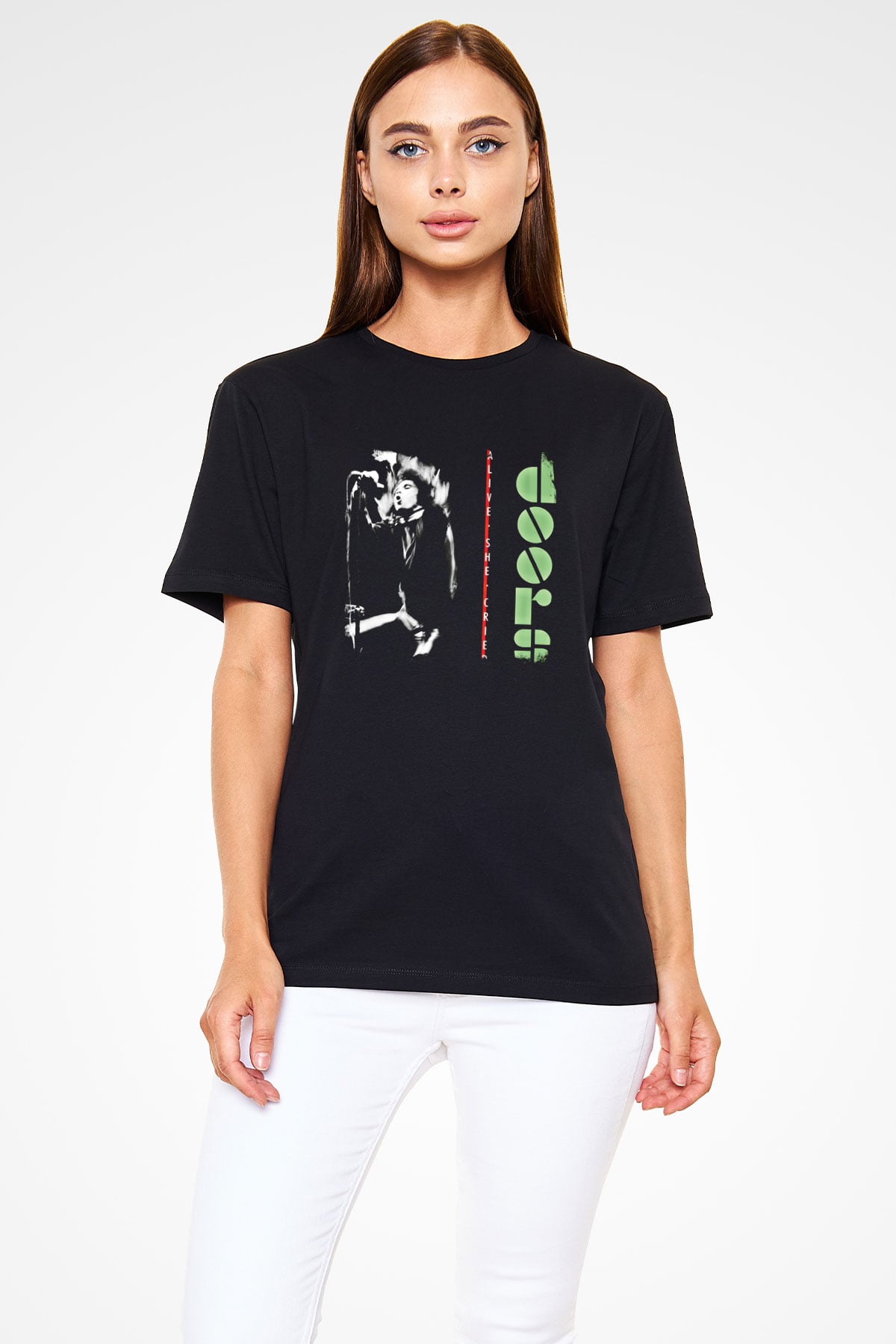 Doors Baskılı Unisex Siyah Tişört