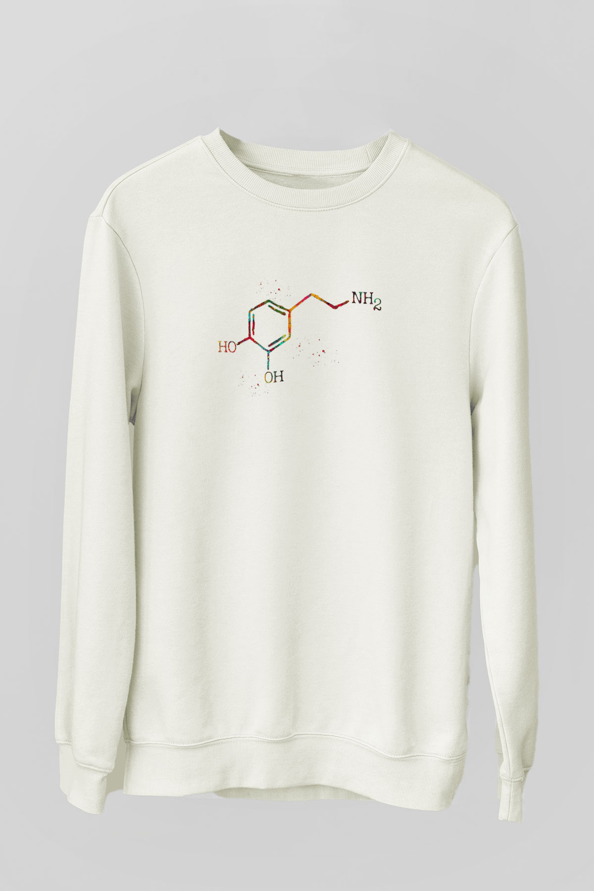 Dopamin Kimyasal Formülü Baskılı Unisex Ekru Sweatshirt