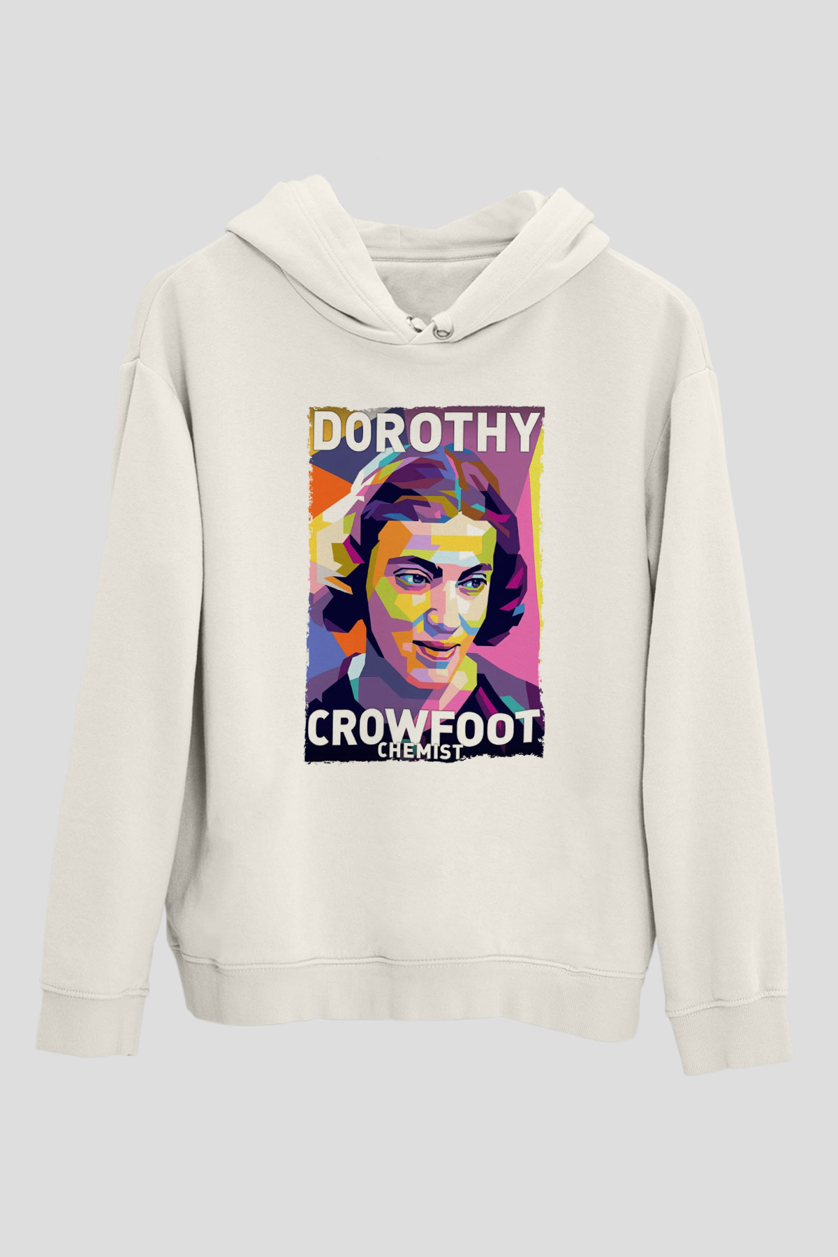 Dorothy Crowfoot Hodgkin Baskılı Unisex Ekru Hoodie