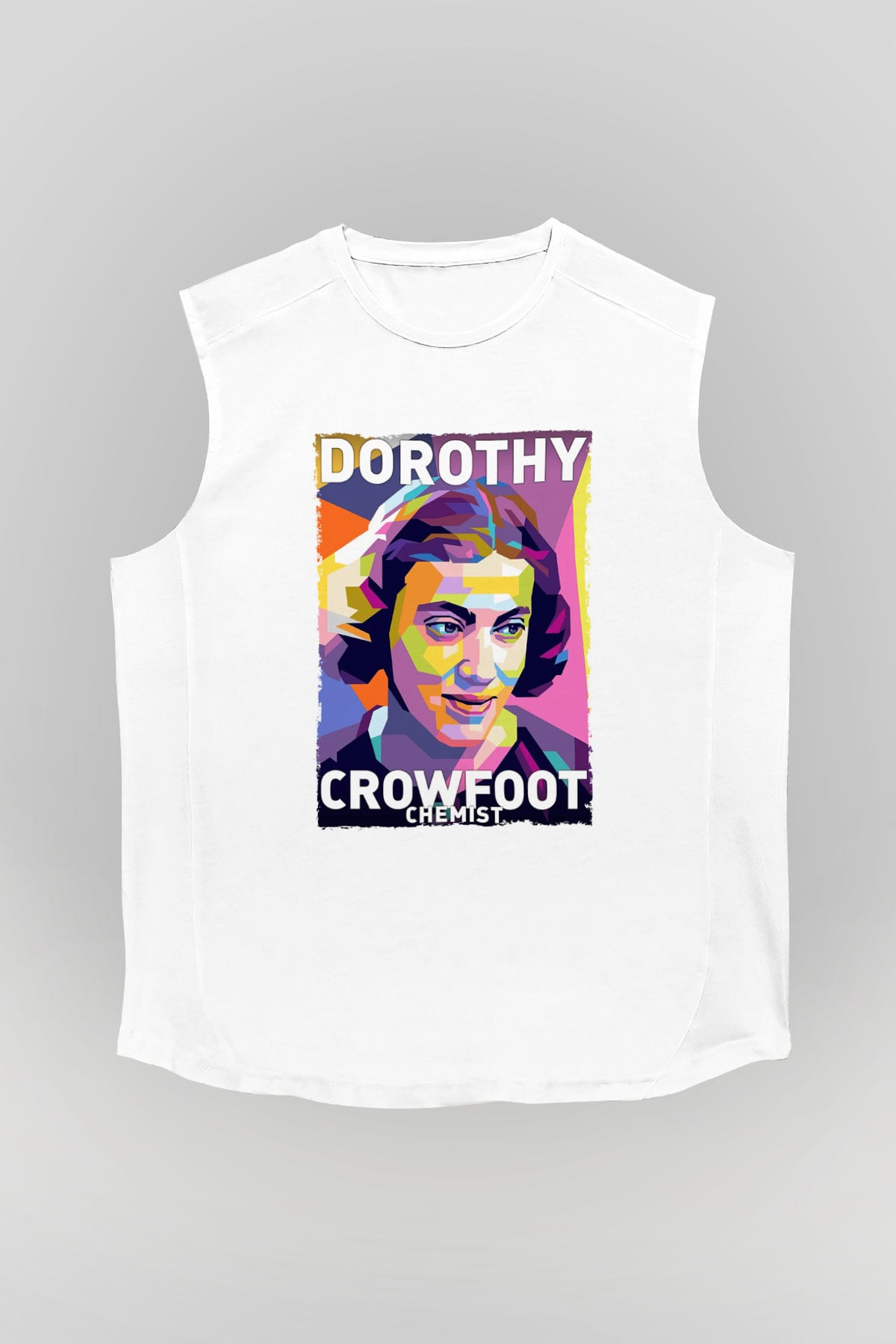 Dorothy Crowfoot Hodgkin Baskılı Unisex Kolsuz Beyaz Tişört - Tshirt