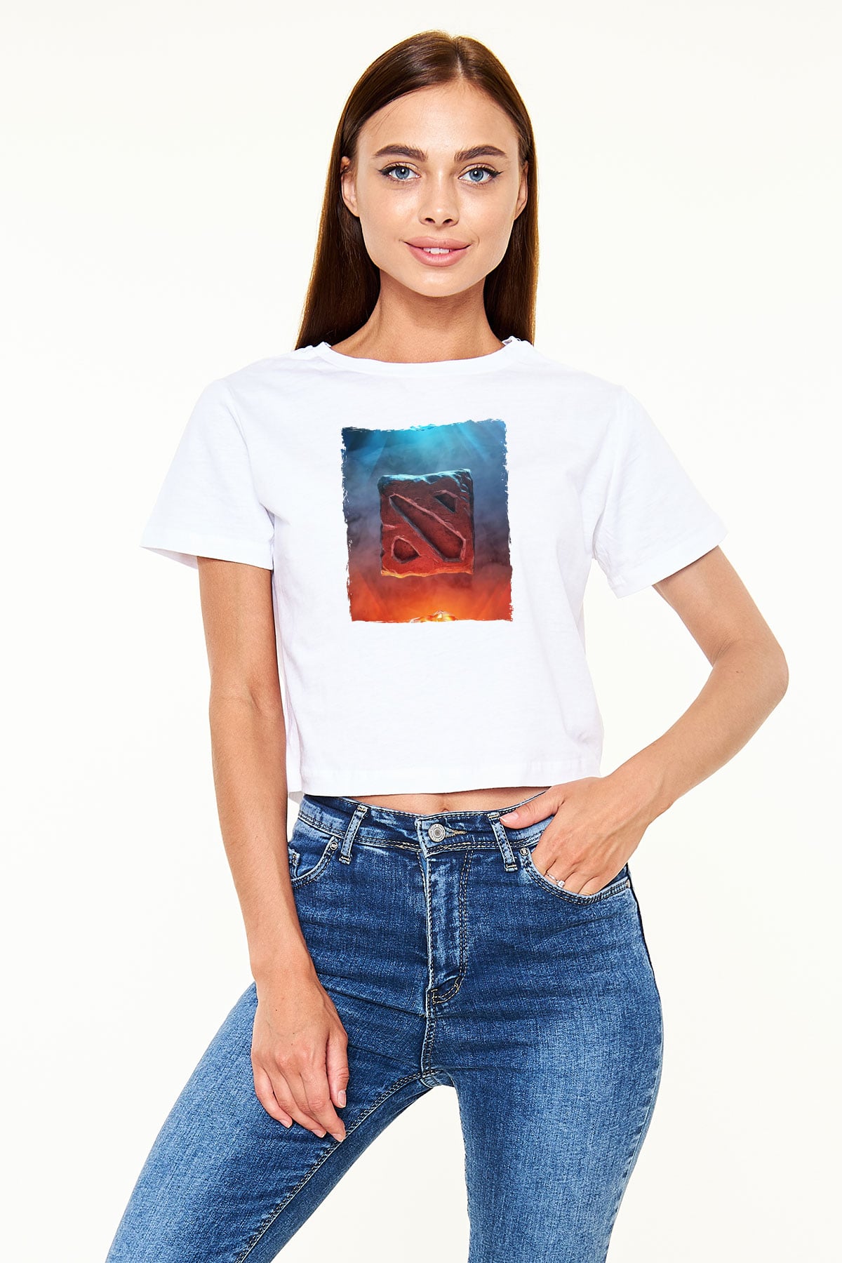 Dota 2 Beyaz  Crop Top Tişört