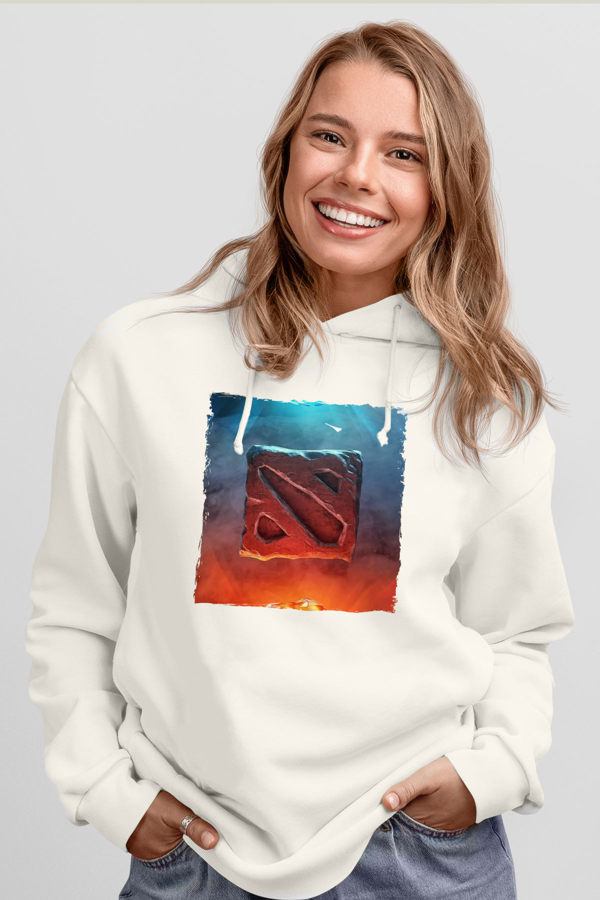 Dota 2 Beyaz Unisex Hoodie