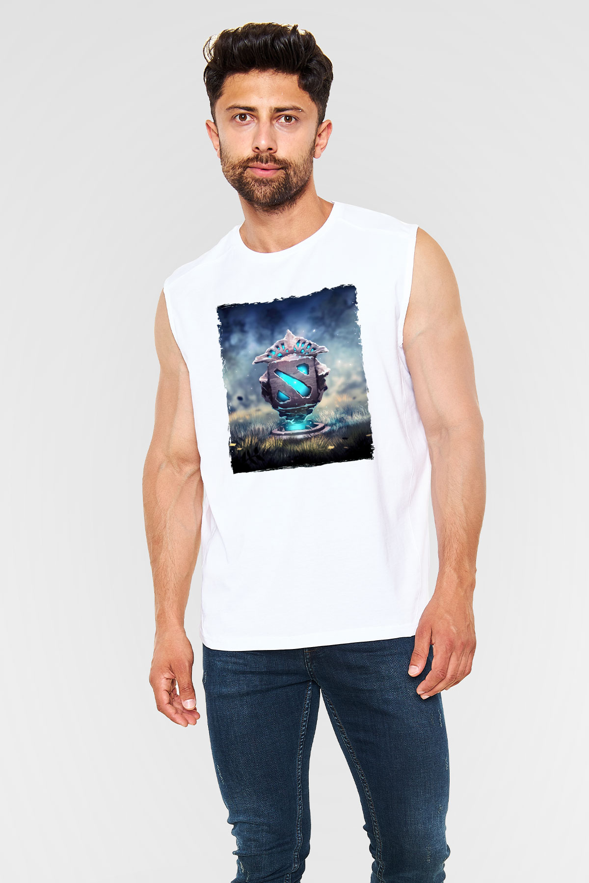 Dota 2 Beyaz Unisex Kolsuz Tişört
